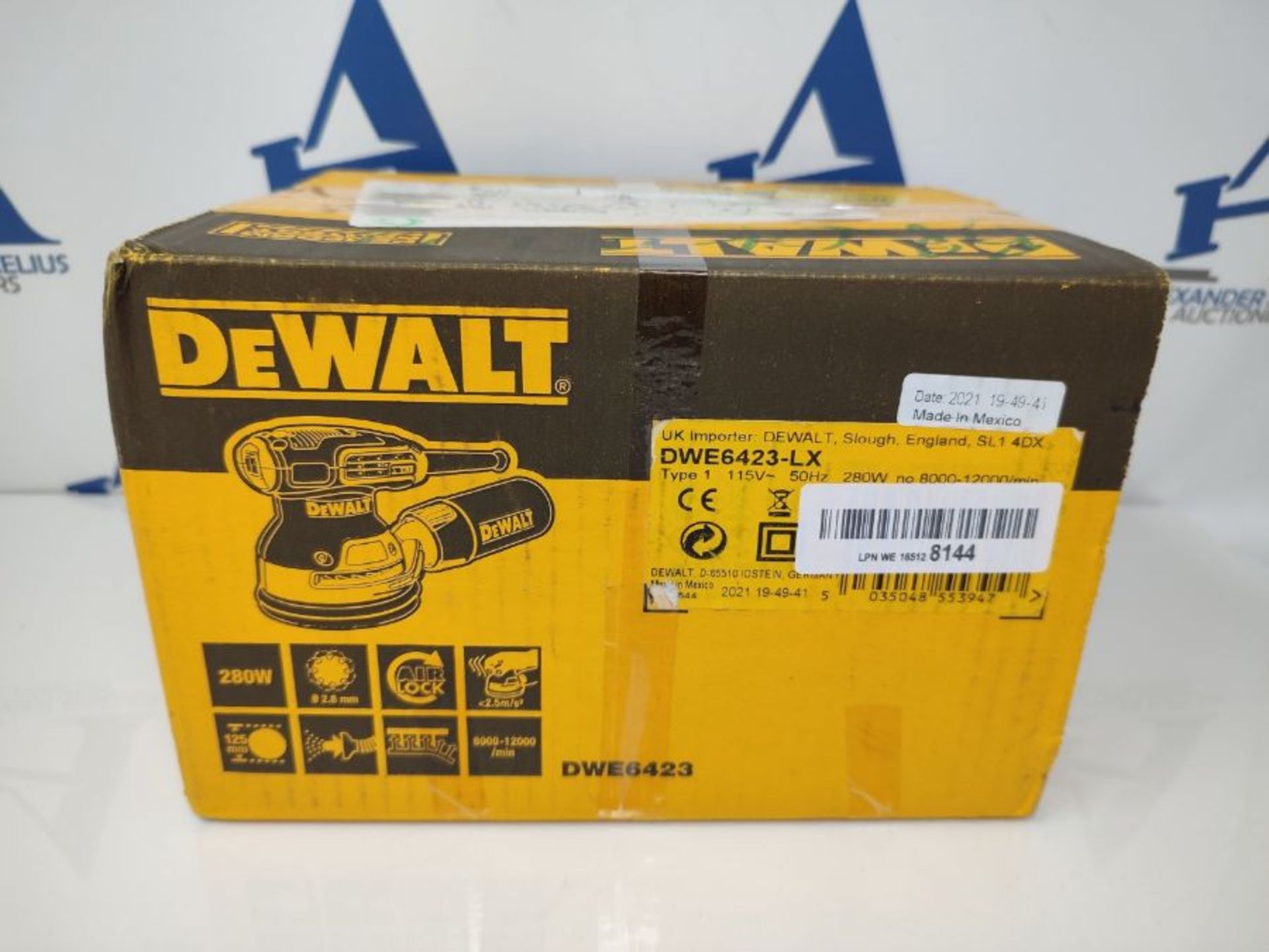 RRP £111.00 DEWALT DWE6423-LX Random Orbital Sanders, Yellow/Black (115V Industrial Plug) - Image 2 of 3