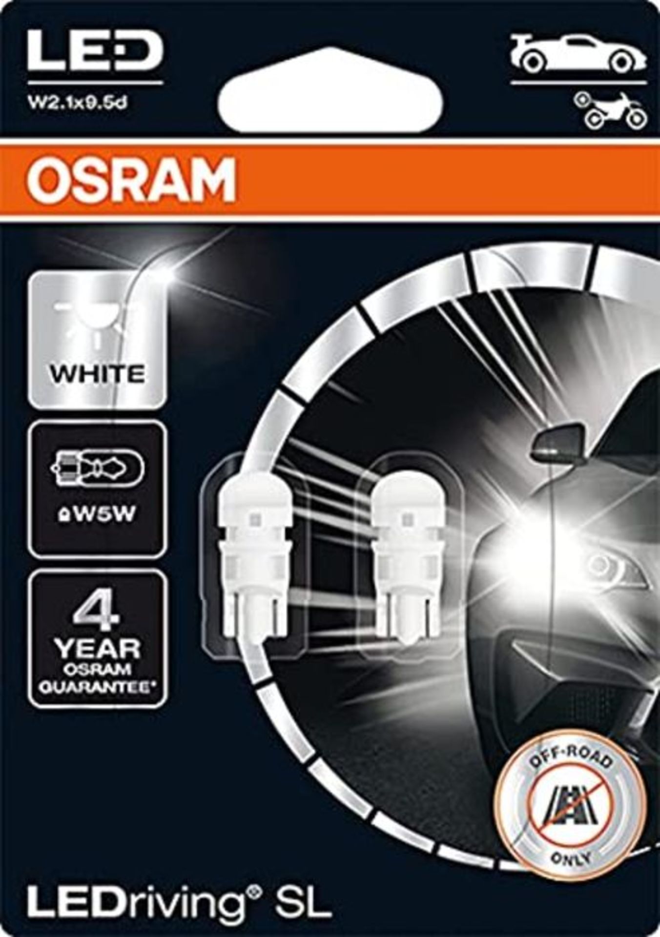 OSRAM LEDriving SL, W5W, White 6000K, LED signal lamps, Off-road only, non ECE, Doubl