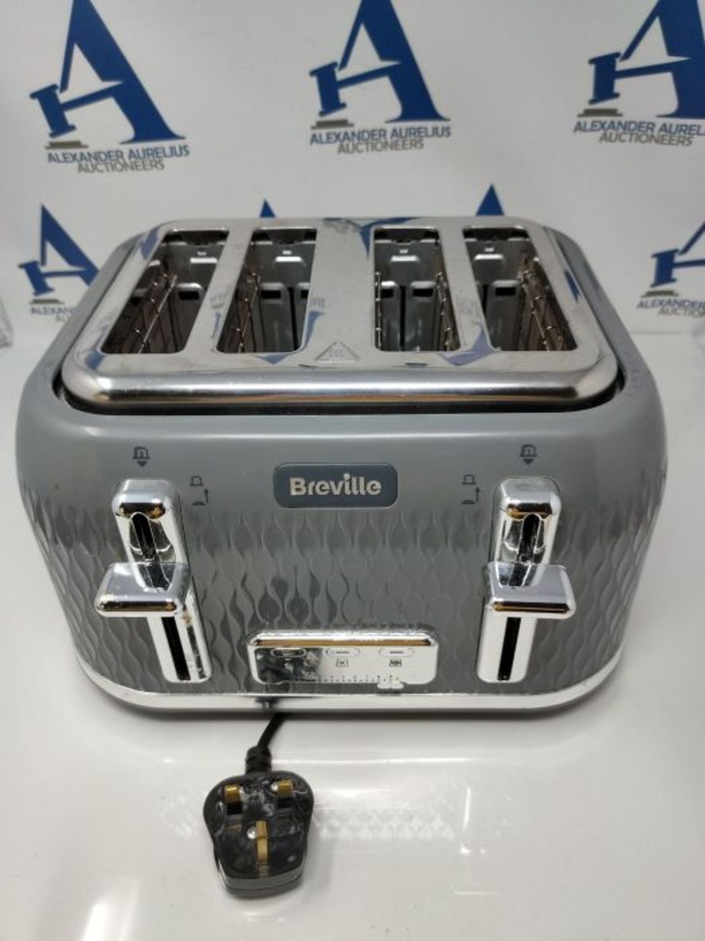 Breville Curve 4-Slice Toaster with High Lift and Wide Slots | Grey &amp; Chrome [VTR0 - Image 2 of 2