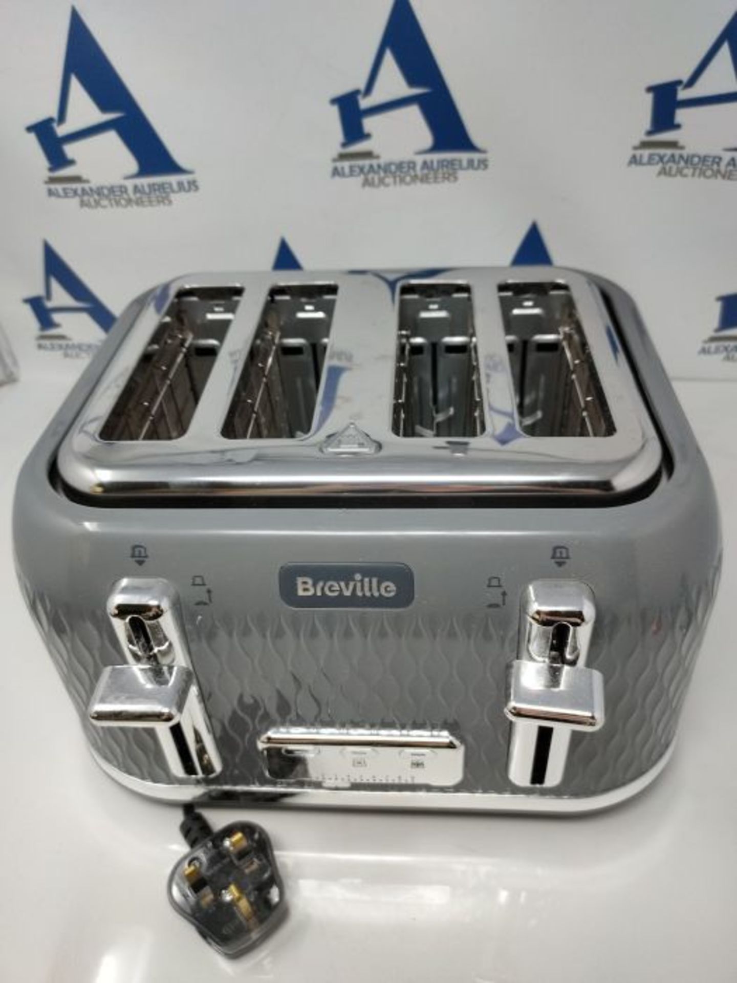 Breville Curve 4-Slice Toaster with High Lift and Wide Slots | Grey &amp; Chrome [VTR0 - Image 2 of 2