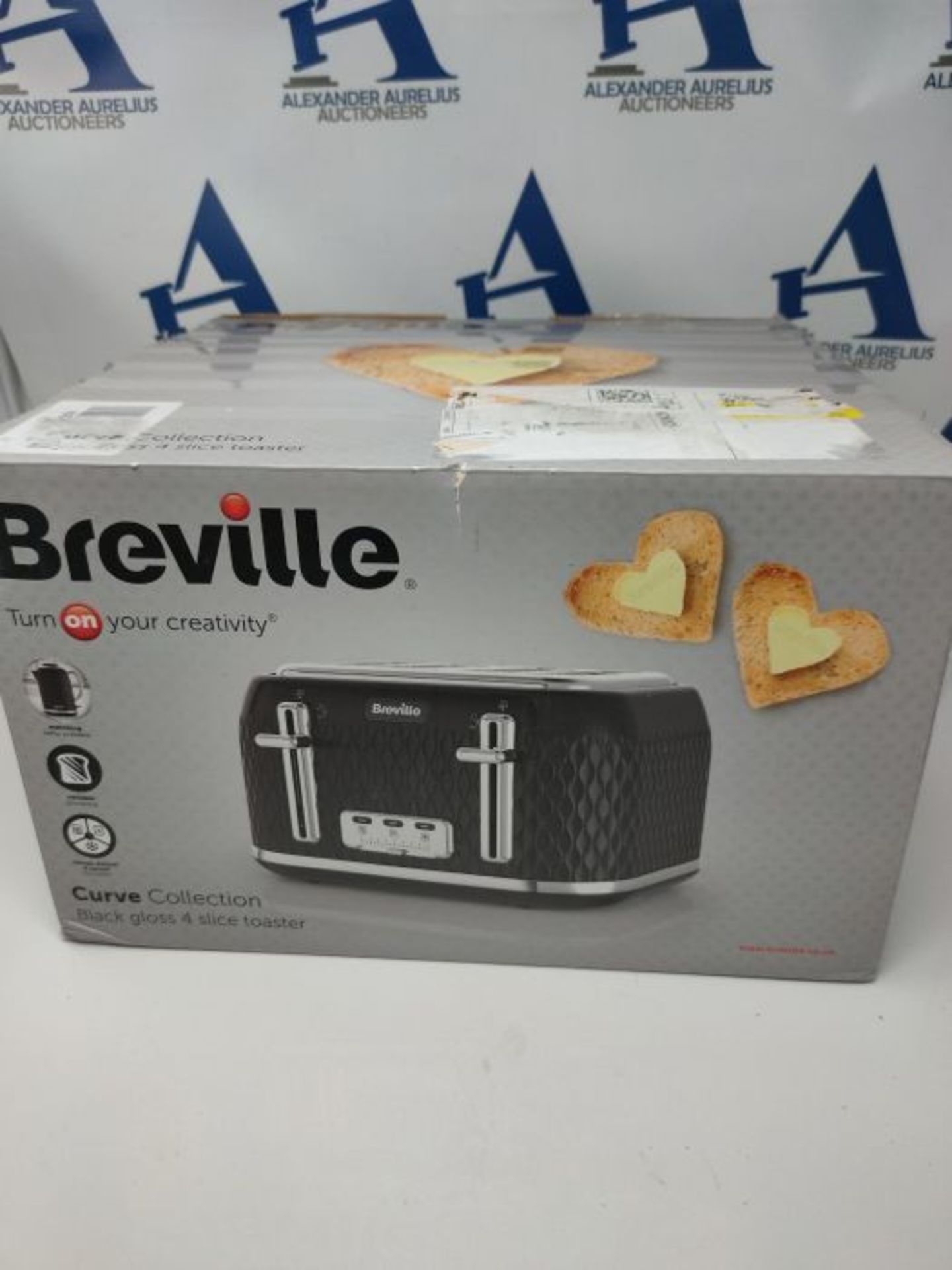 Breville Curve 4-Slice Toaster with High Lift and Wide Slots | Black & Chrome [VTT786]