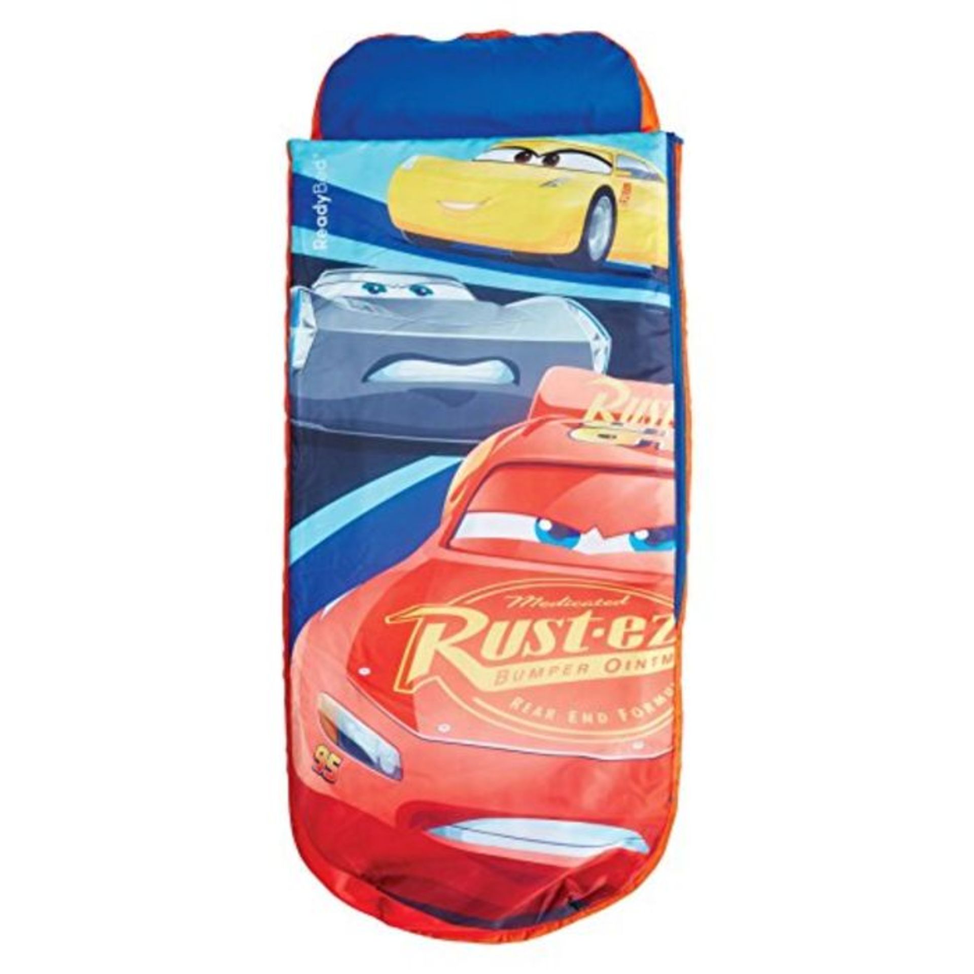 Disney Cars Junior ReadyBed - Inflatable Kids Air Bed and Sleeping Bag in one, Blue/Re