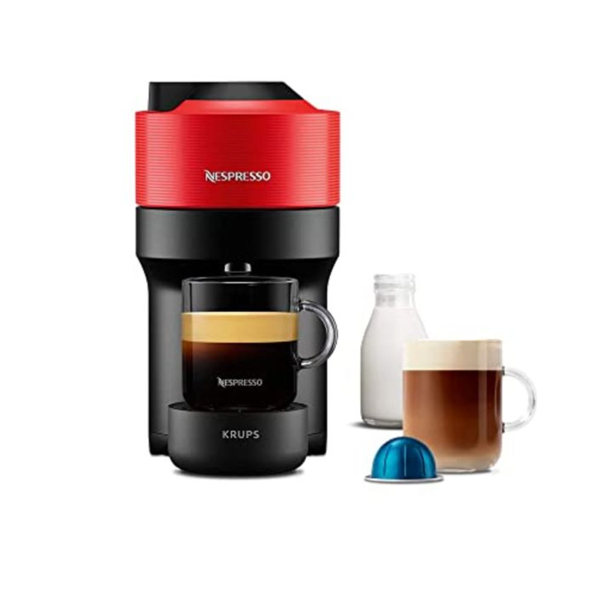 RRP £109.00 Nespresso Vertuo Pop Coffee Pod Machine by Krups, Spicy Red, XN920540