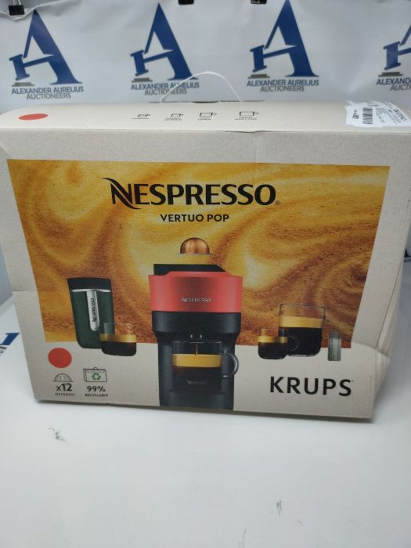 RRP £109.00 Nespresso Vertuo Pop Coffee Pod Machine by Krups, Spicy Red, XN920540 - Bild 2 aus 3