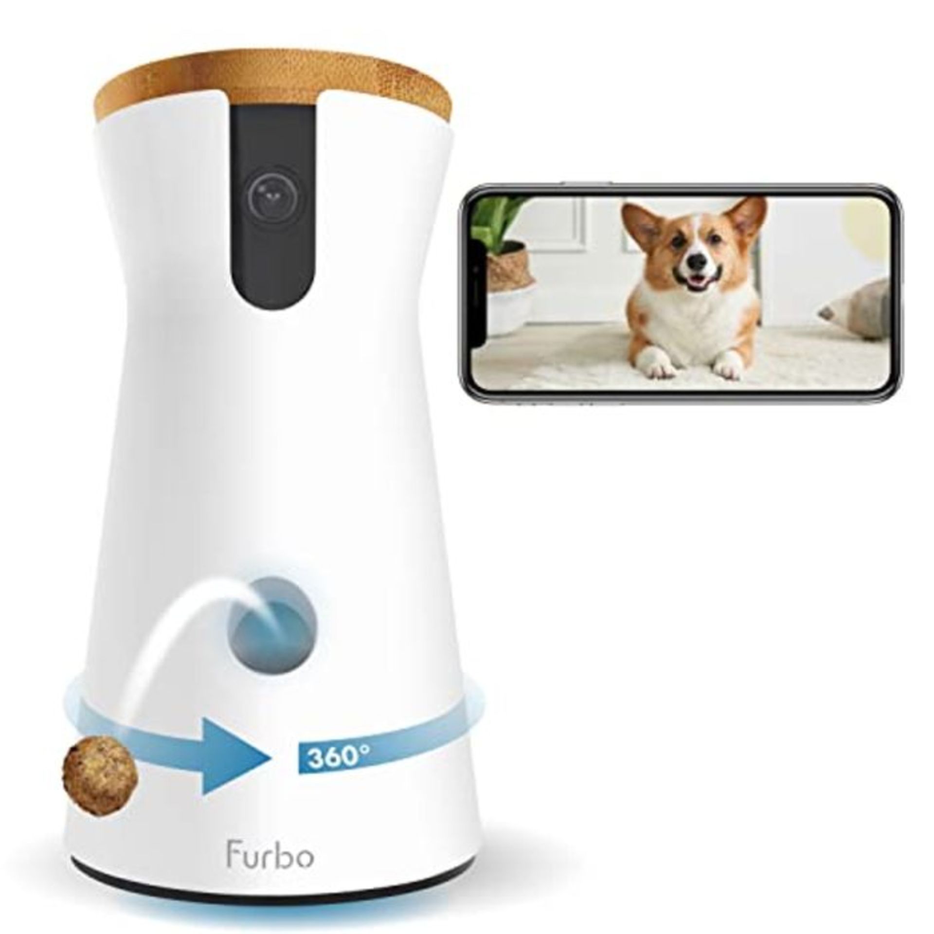 RRP £146.00 Furbo 360° Dog Camera: [New 2023] Rotating 360° View Wide-Angle Pet Camera with Trea
