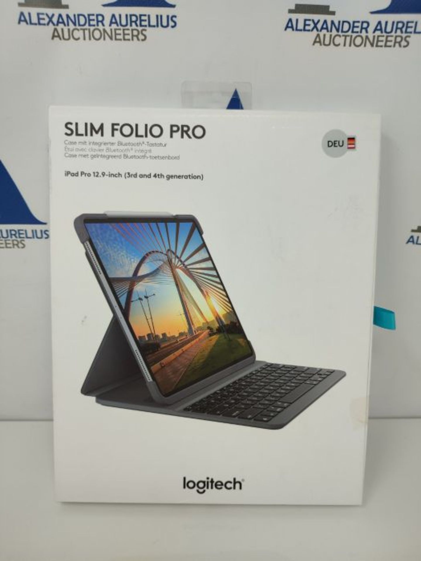 RRP £103.00 Logitech Slim Folio Pro for 12.9 inch iPad Pro, QWERTZ German Layout - Image 2 of 3