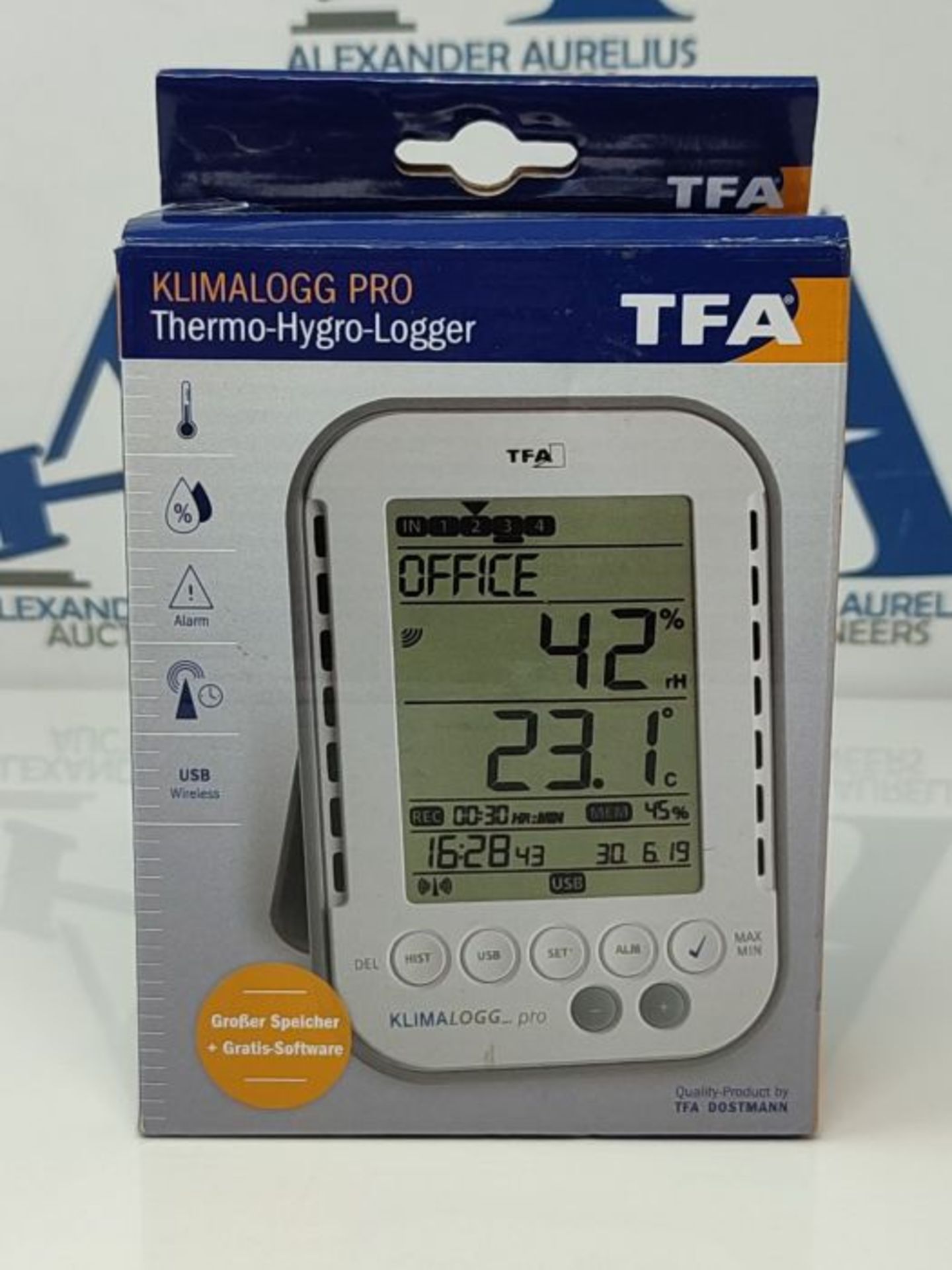 RRP £57.00 TFA Dostmann Klimalogg Pro Profi-Thermo-Hygrometer, 30.3039, mit Datenlogger-Funktion