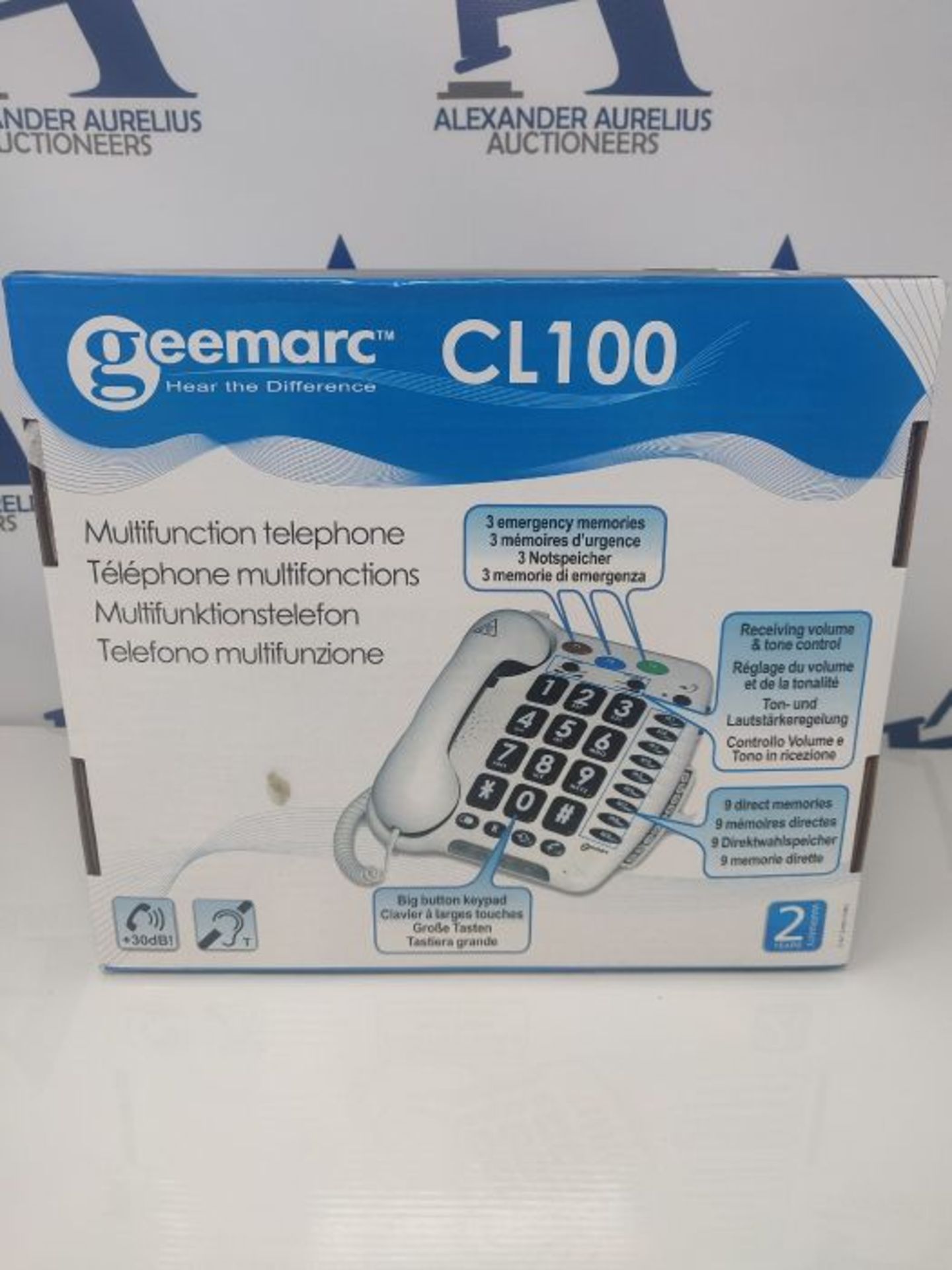 Geemarc CL100- Amplified Loud Big Button Corded Telephone with Tone and Volume Control - Image 2 of 3