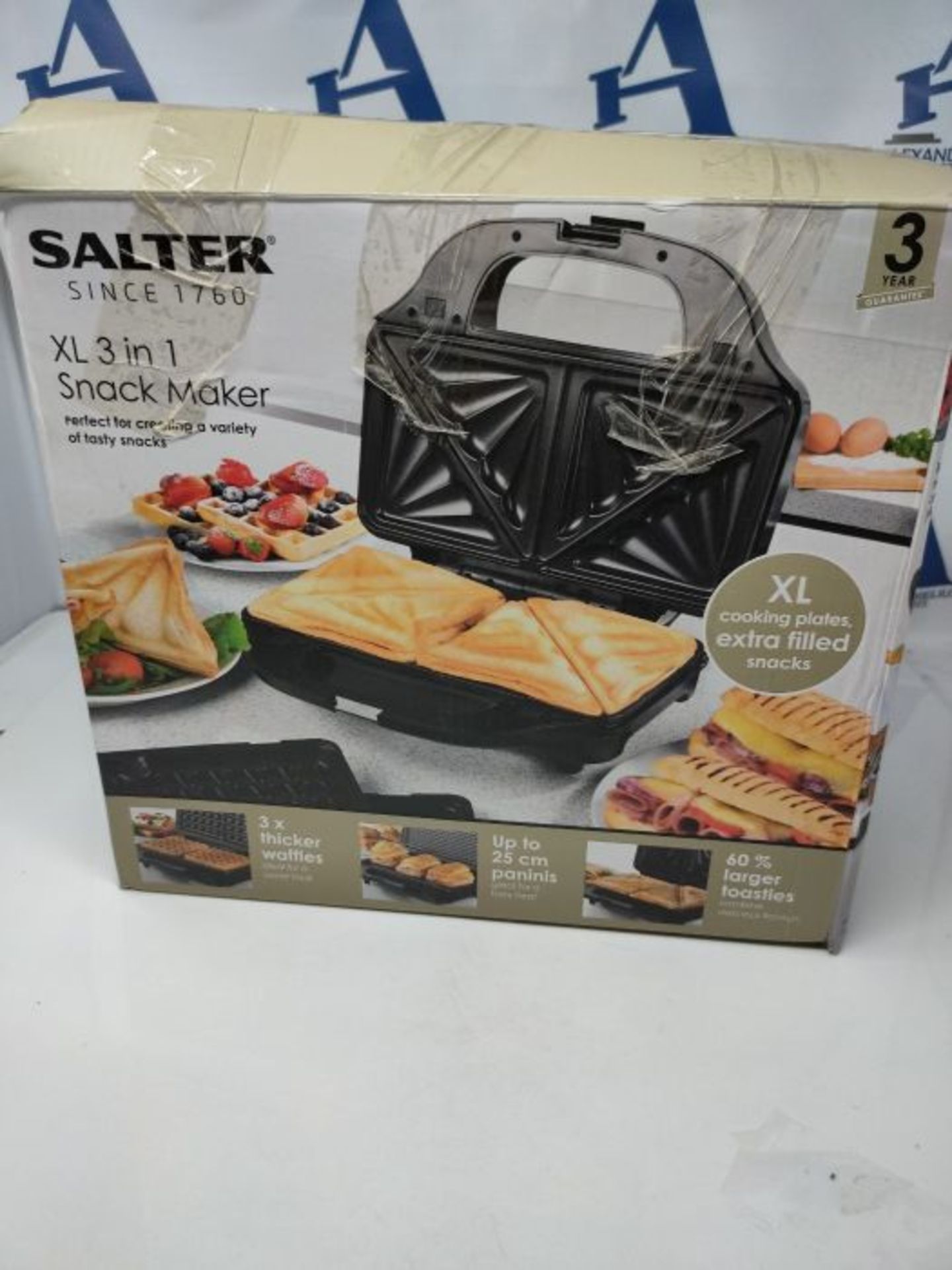 SalterÂ® EK2143 Deep Fill 3-in-1 Snack Maker, Interchangeable Non-Stick Cooking Plat