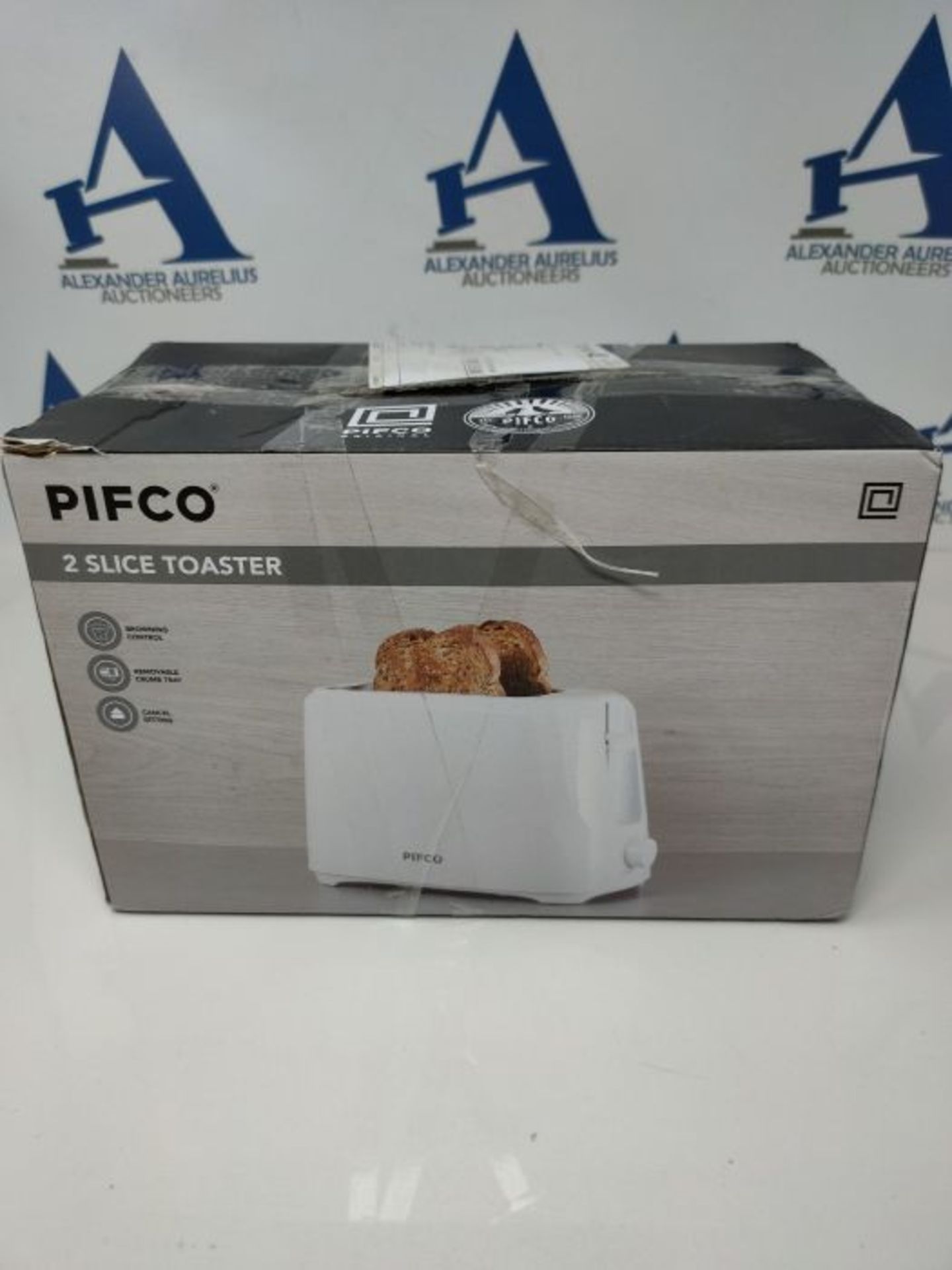 PIFCO White Toaster 2 Slice - With Browning Controls & Anti-Jam Function - Compact Des - Image 2 of 3