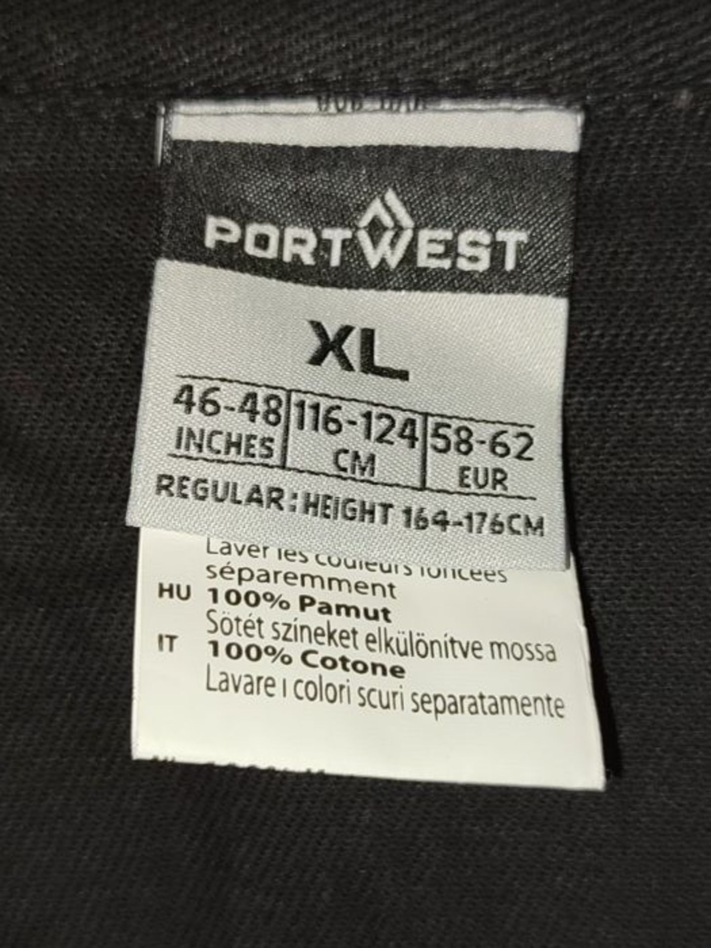 Portwest Euro Work Cotton Coverall, Size: XL, Colour: Black, S998BKRXL - Image 3 of 3