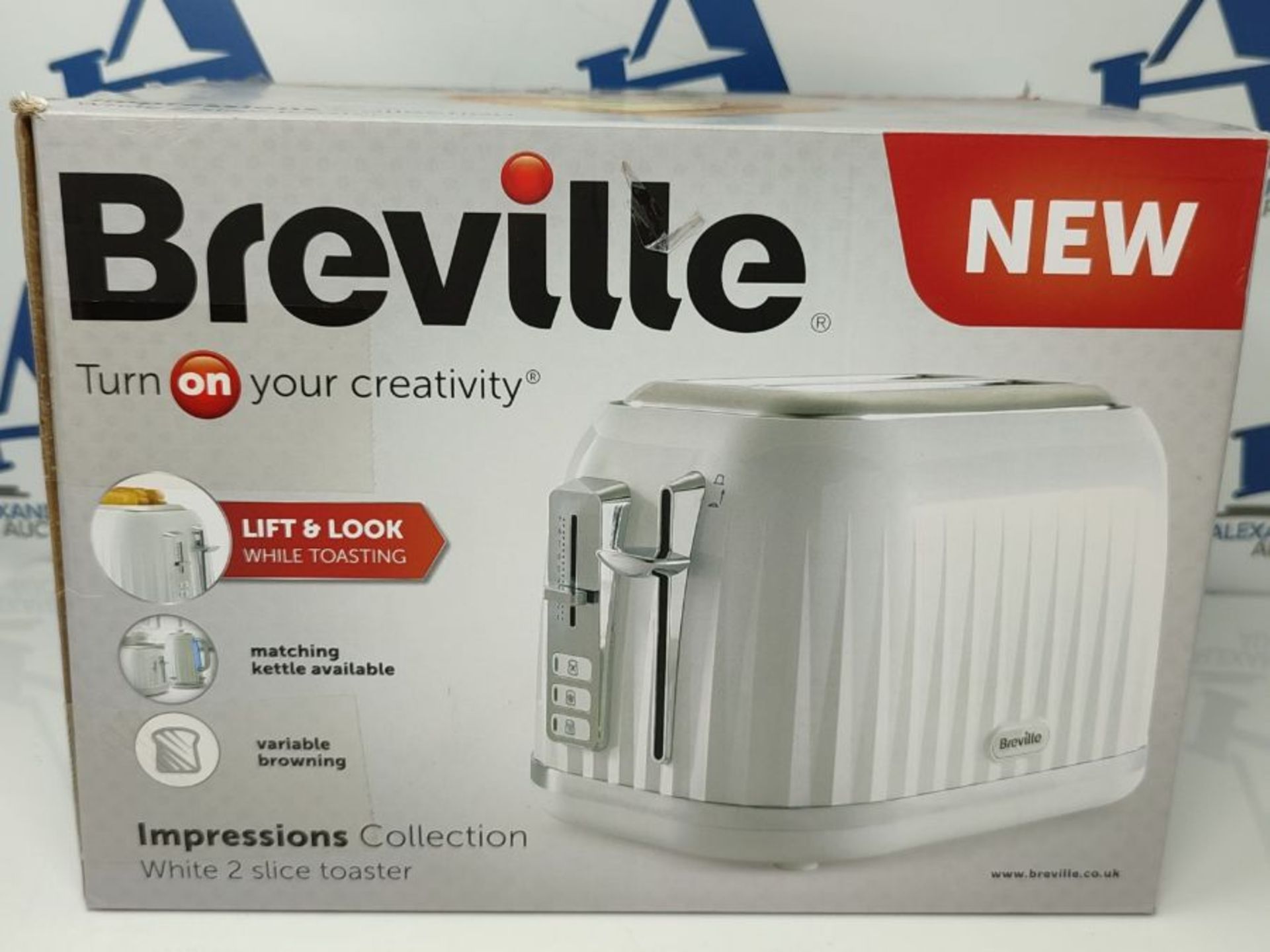 Breville VTT526 Impressions 2-Slice Toaster, Featuring High-Lift, White with Chrome Tr