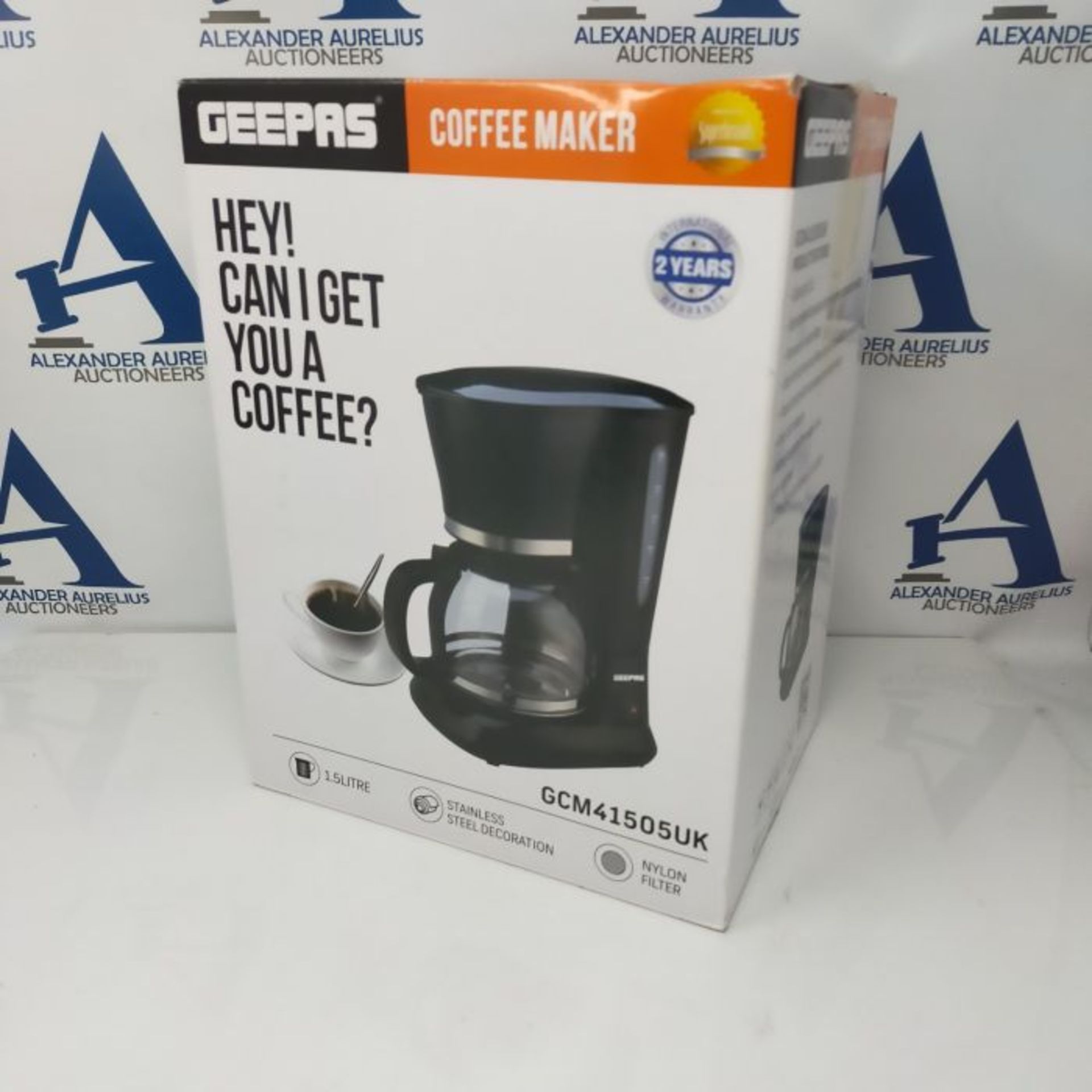 GEEPAS 1.5L Filter Coffee Machine | 800W Coffee Maker for Instant Coffee, Espresso, Ma - Image 2 of 3