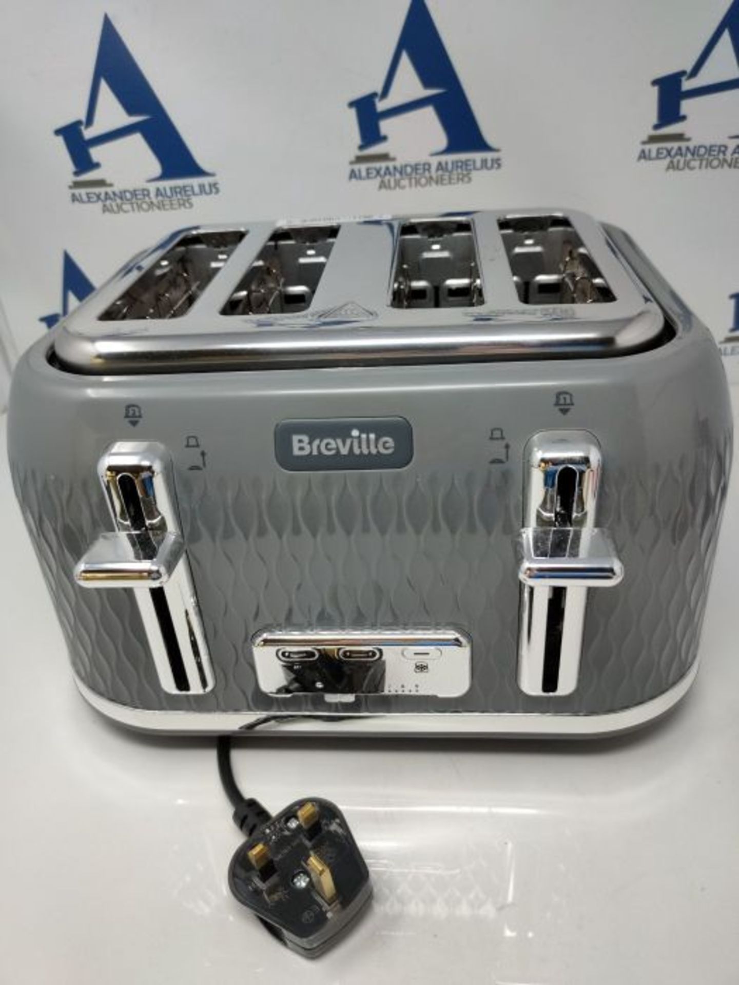 Breville Curve 4-Slice Toaster with High Lift and Wide Slots | Grey &amp; Chrome [VTR0 - Image 2 of 2