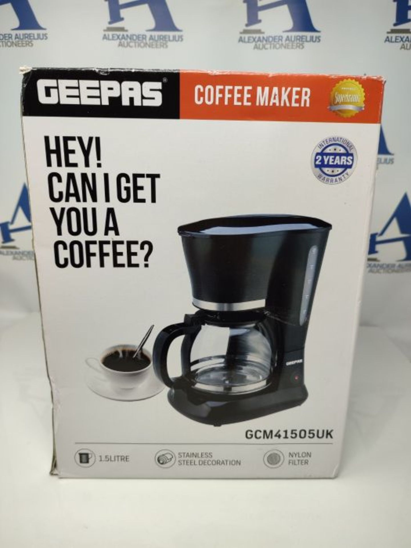 [INCOMPLETE] GEEPAS 1.5L Filter Coffee Machine | 800W Coffee Maker for Instant Coffee, - Image 2 of 3