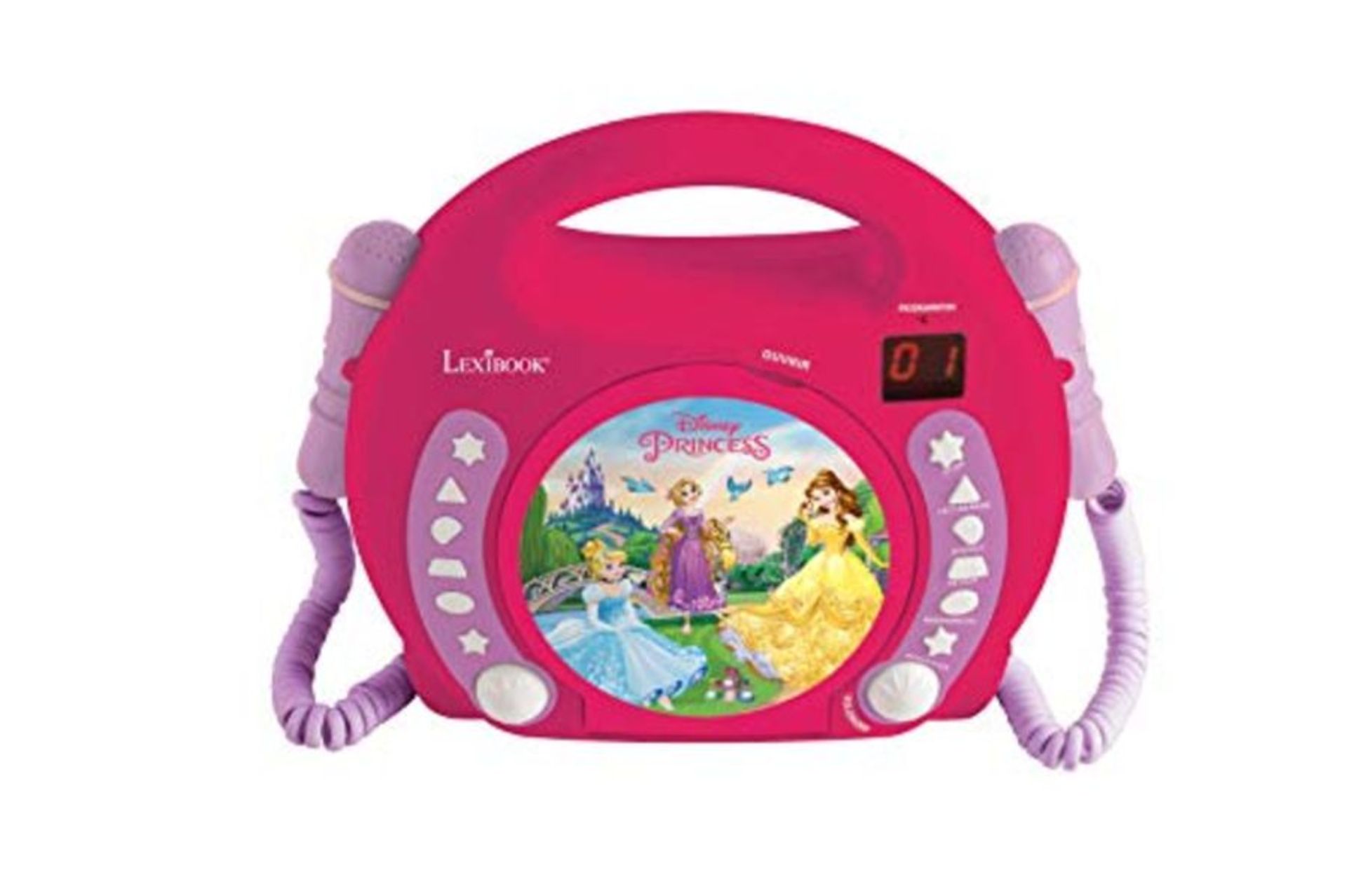 Lexibook Disney Princess Rapunzel CD player for kids with 2 toy microphones, headphone