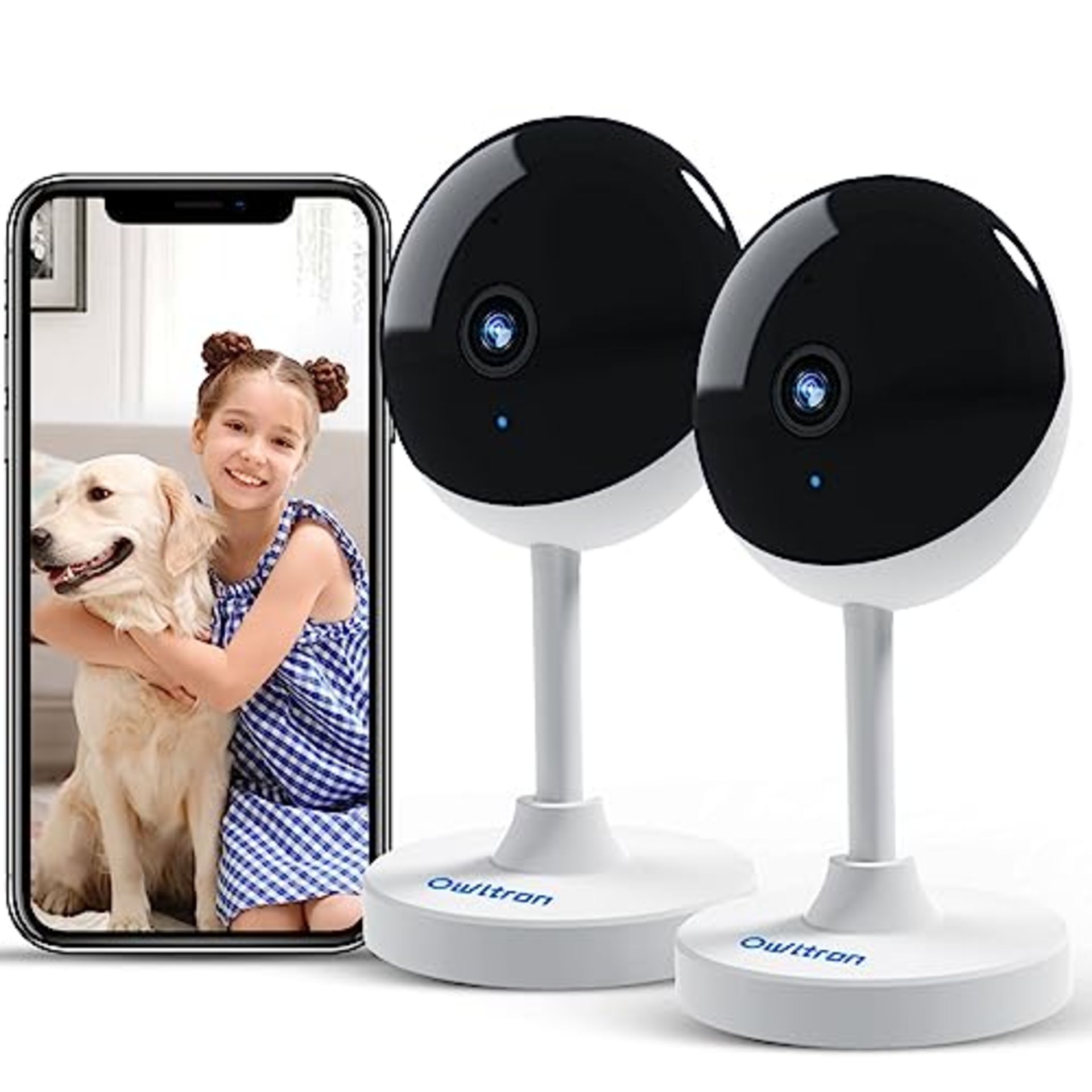 owltron Wifi Camera 2 Pack, Home Security Camera for Baby & Elder, Pet Camera with Mot