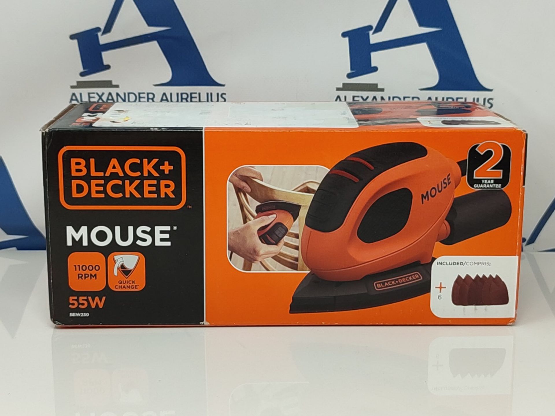 BLACK+DECKER 55 W Detail Mouse Electric Sander with 6 Sanding Sheets, BEW230-GB - Image 2 of 3