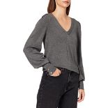 Morgan Women's Pull Col V Manches Fantaisies 212-moteur Pullover Sweater, Anthracite G