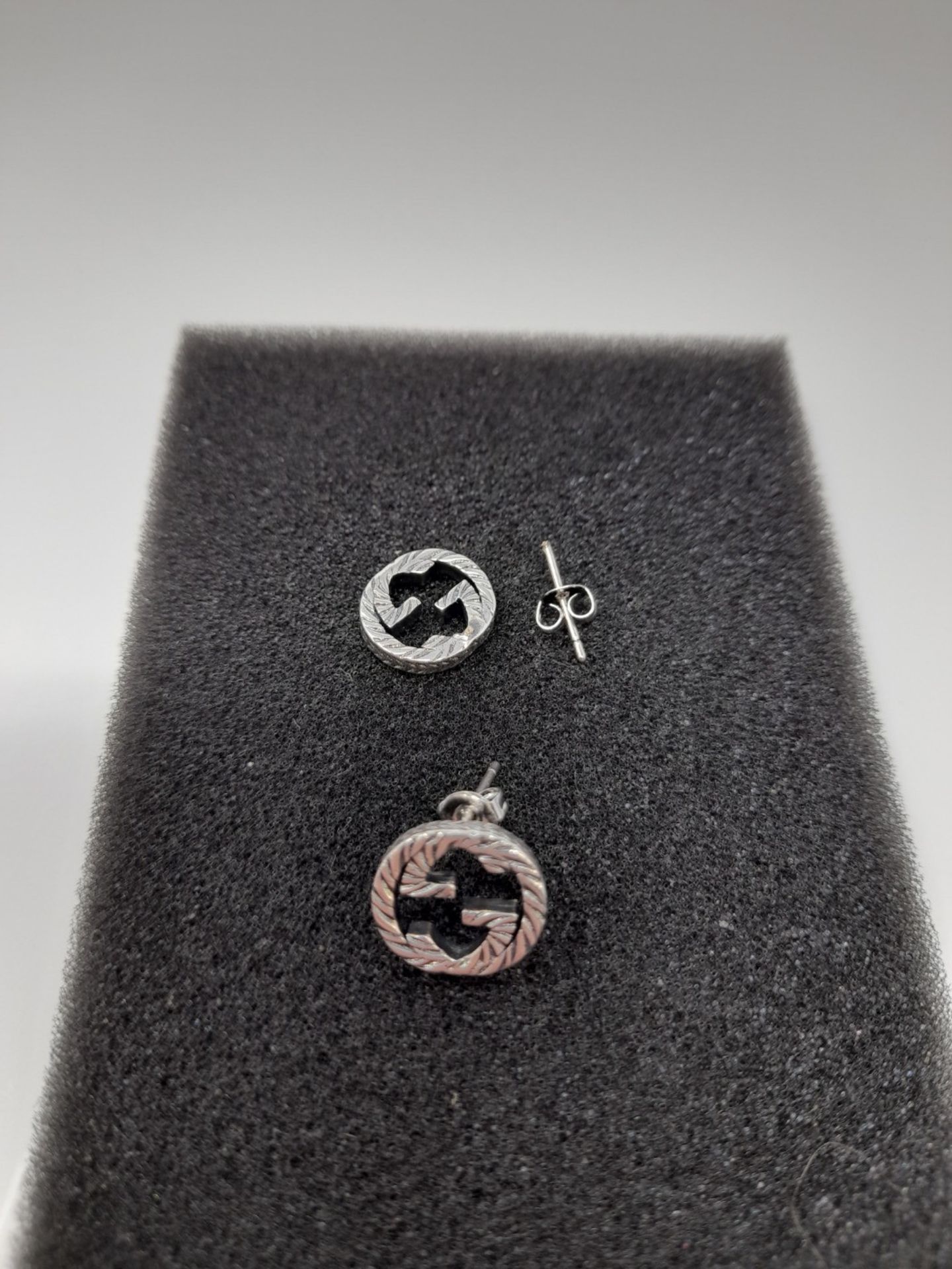 [CRACKED] Women's 925 Sterling Silver CC Earrings, Silver Earrings, Unique Alphabet Ea - Image 2 of 2