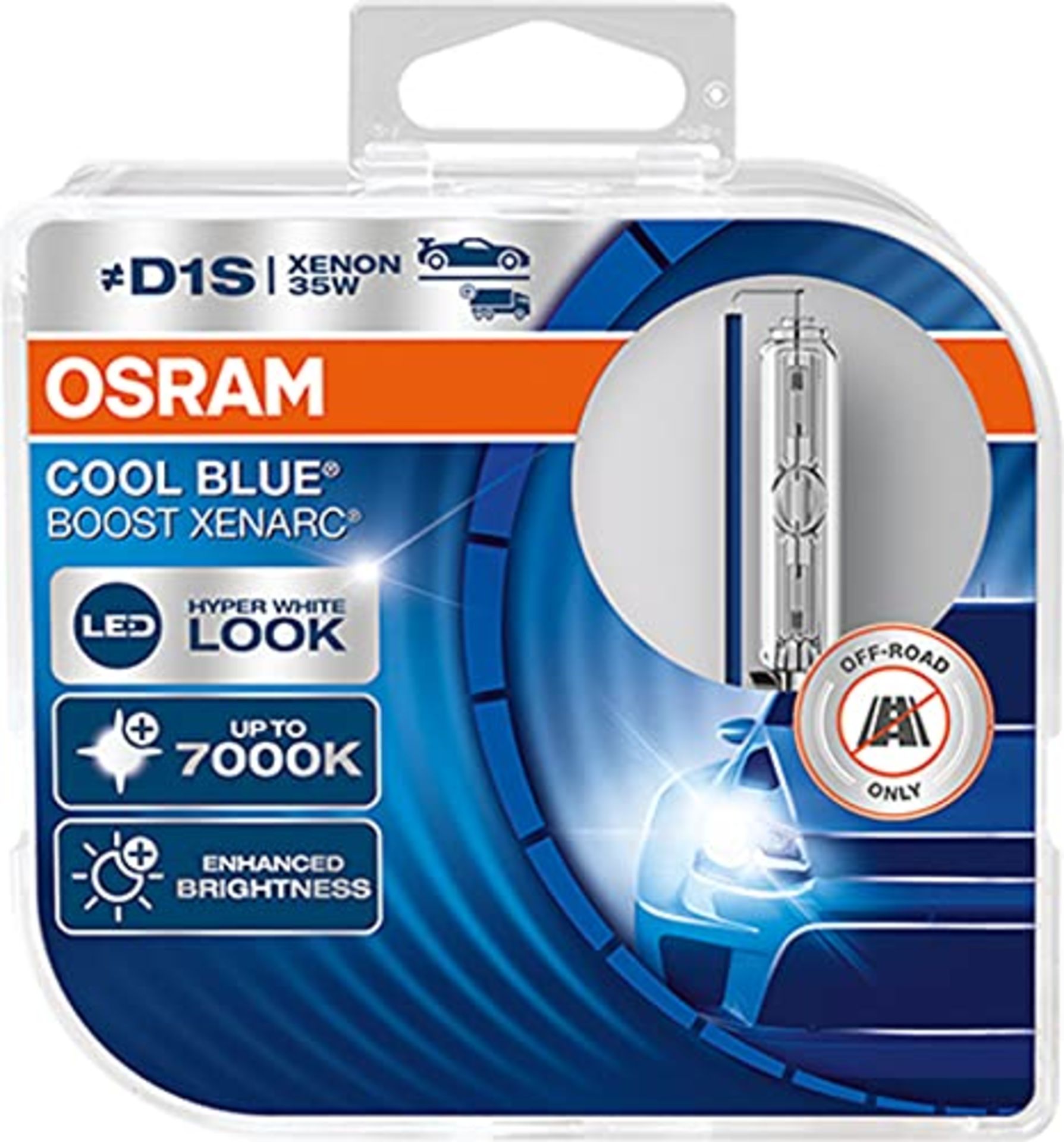 RRP £115.00 OSRAM Cool Blue Boost D1S , Halogen Headlight Lamp, 62211CBB-HCB, 12 V Passenger Car,