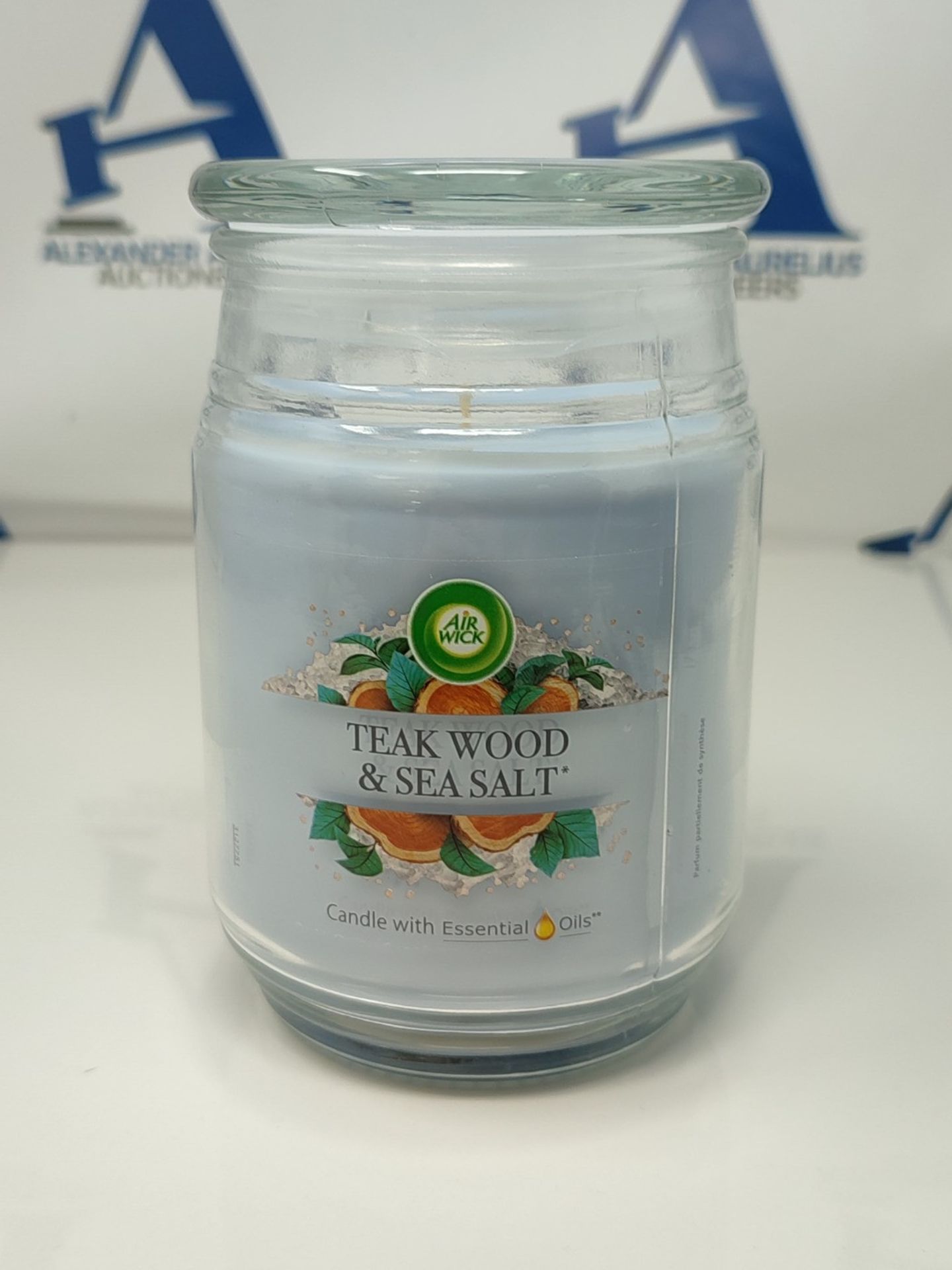 Air Wick Jar Candle with Essential Oils, Teakwood and Sea Salt, 480g - Image 2 of 2