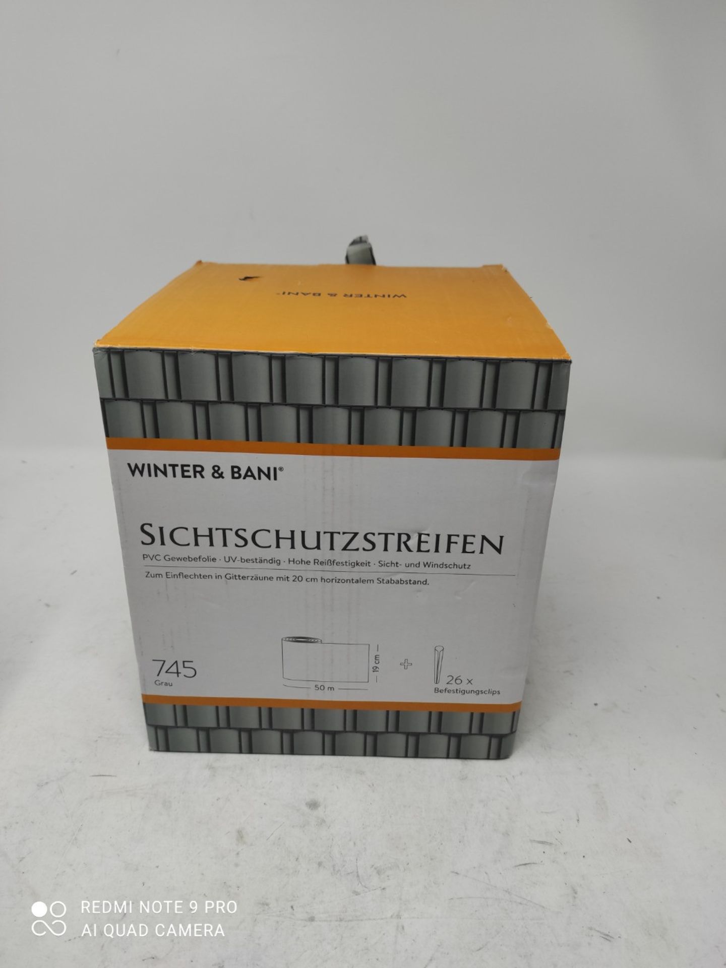 Winter & Bani Sichtschutzstreifen 50 Meter x 19 cm inkl. 26 Clips, Diverse Farben (50