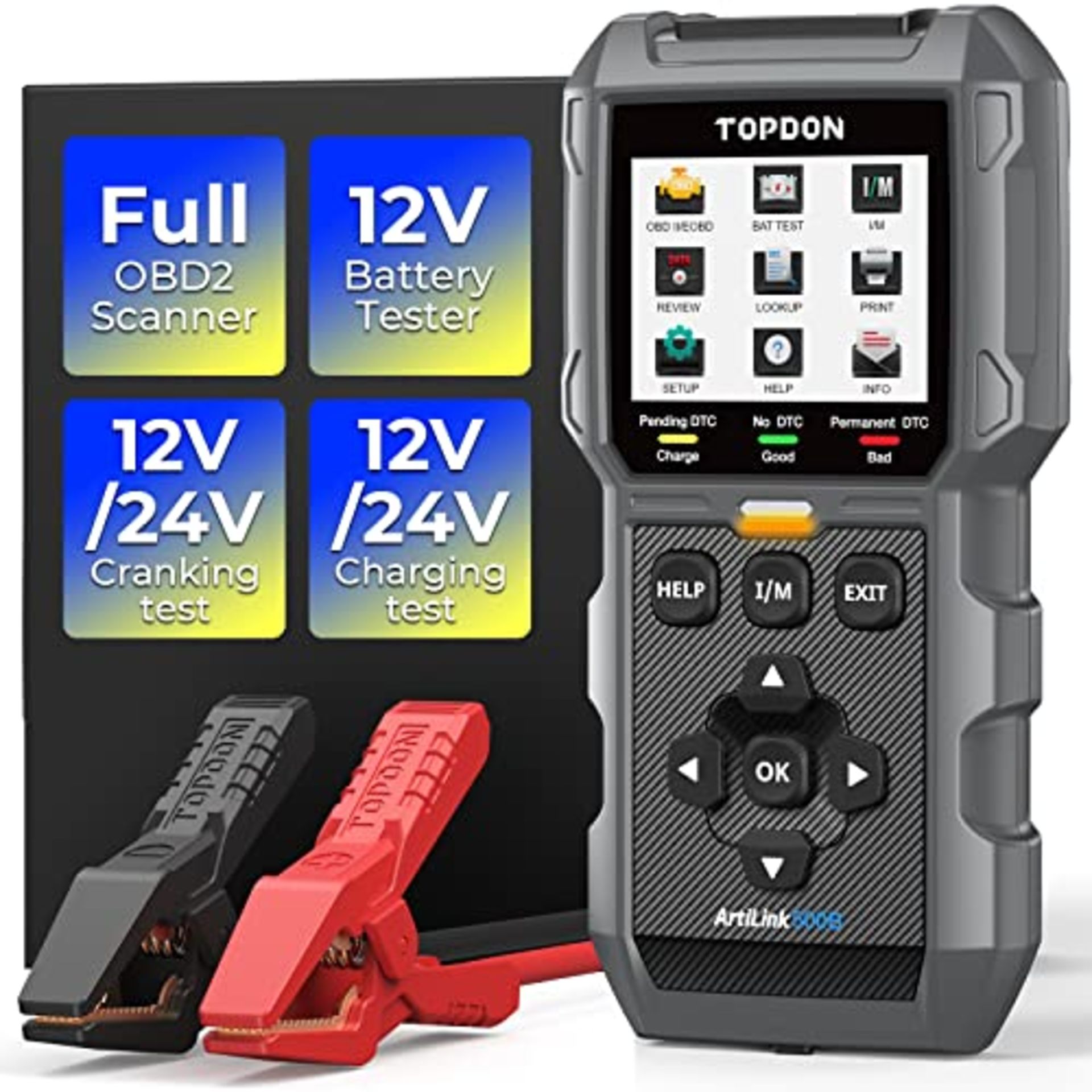 RRP £85.00 TOPDON AL500B OBD2 Code Reader, OBD2 Scanner with Full OBD2 Functions and Battery Test