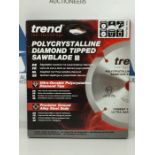 Trend PCD Saw Blade, 165mm x 4 Teeth x 20mm Bore, Polycrystalline Diamond Tipped, Idea