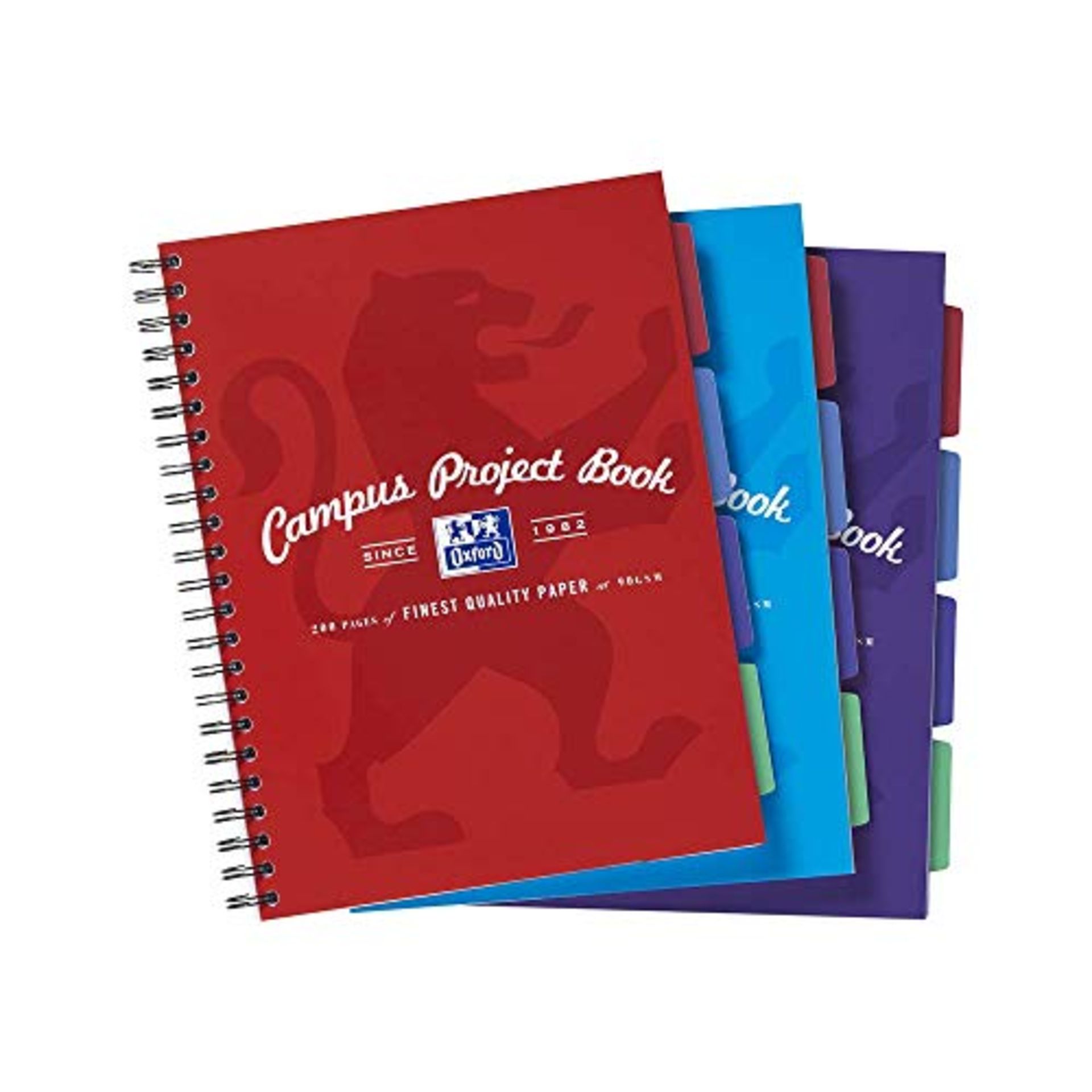 Oxford Campus A4 Size Project Notebook with Dividers, Assorted Colour, Pack of 3