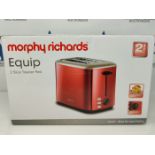 Morphy Richards Equip Red 2 Slice Toaster - Defrost And Reheat Settings - 2 Slot - Sta
