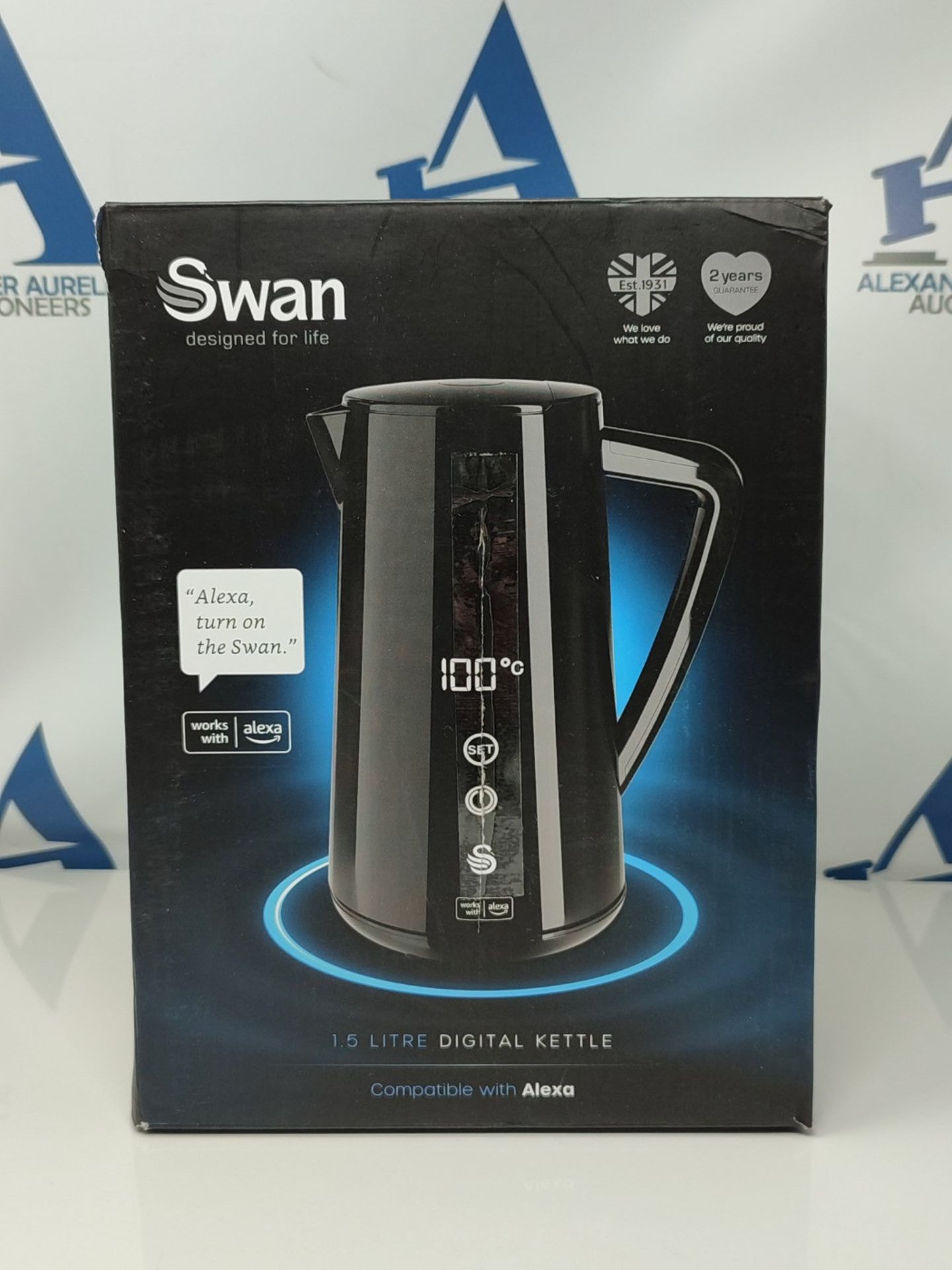 RRP £73.00 Swan SK14650BLKN Alexa Smart Kettle, LED Touch Display, Keep Warm Function, Stainless - Image 2 of 3