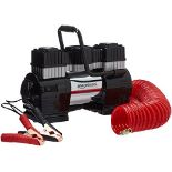 RRP £51.00 Amazon Basics Portable Air Compressor, Dual Battery Clamps with Carrying Case, Black/R