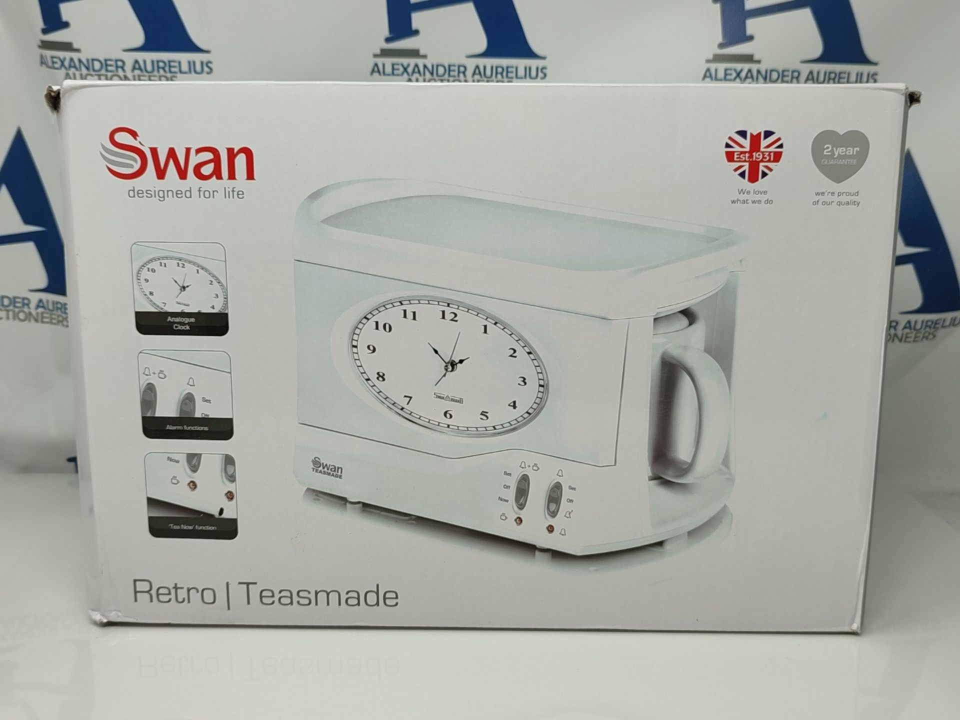 RRP £65.00 Swan Vintage Teasmade - Rapid Boil with Clock and Alarm, Featuring a Clock Light with - Image 2 of 3