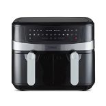 RRP £135.00 Tower T17088 Vortx 9L Duo Basket Air Fryer with Smart Finish, 2600W Power, Black