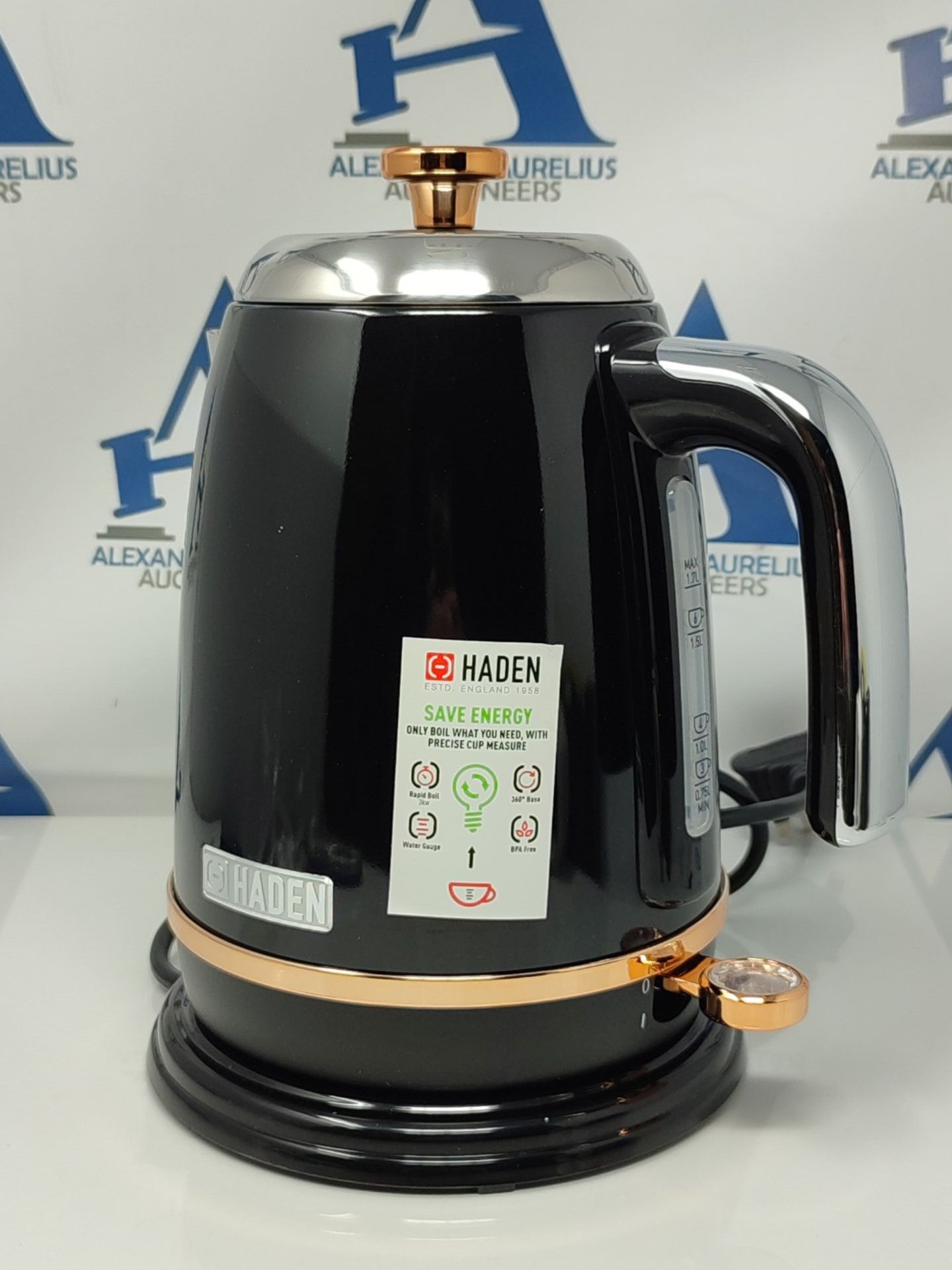 Haden Salcombe Black Kettle Electric - Energy Efficient Kettle- Boil Dry Protection - - Image 2 of 2