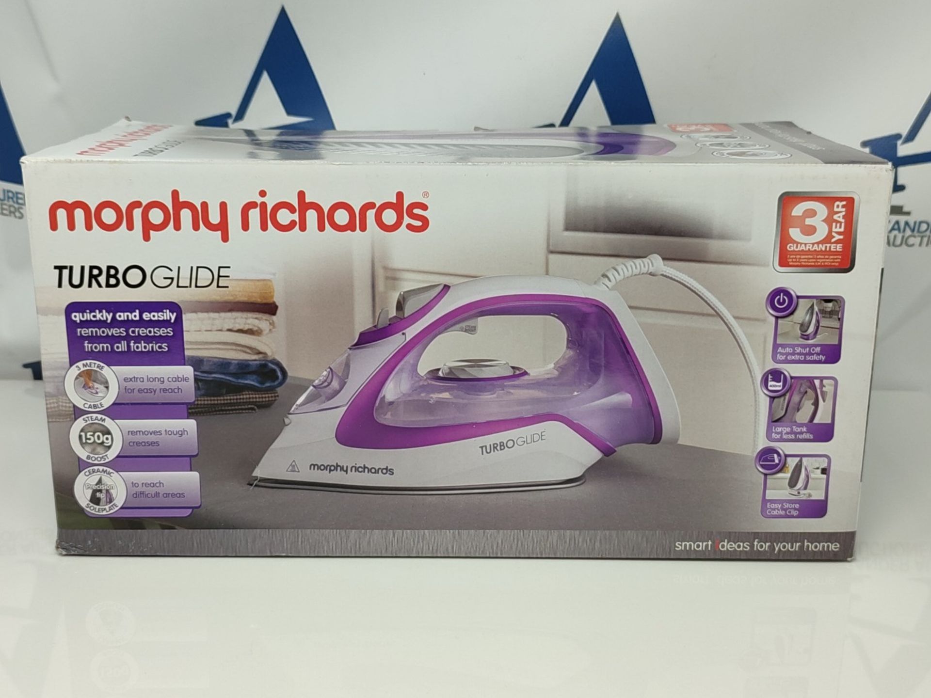 Morphy Richards 302000 Turbo Glide Steam Iron, 3 m Cable, 150 g Steam Shot, Auto Shut - Image 2 of 3