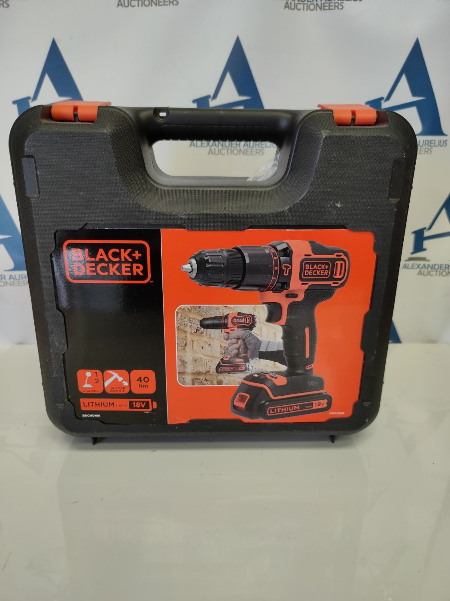 RRP £97.00 BLACK + DECKER 18V Lithium-ion 2 Gear Hammer Drill with 400mA Charger, 1 Battery and K - Image 2 of 3