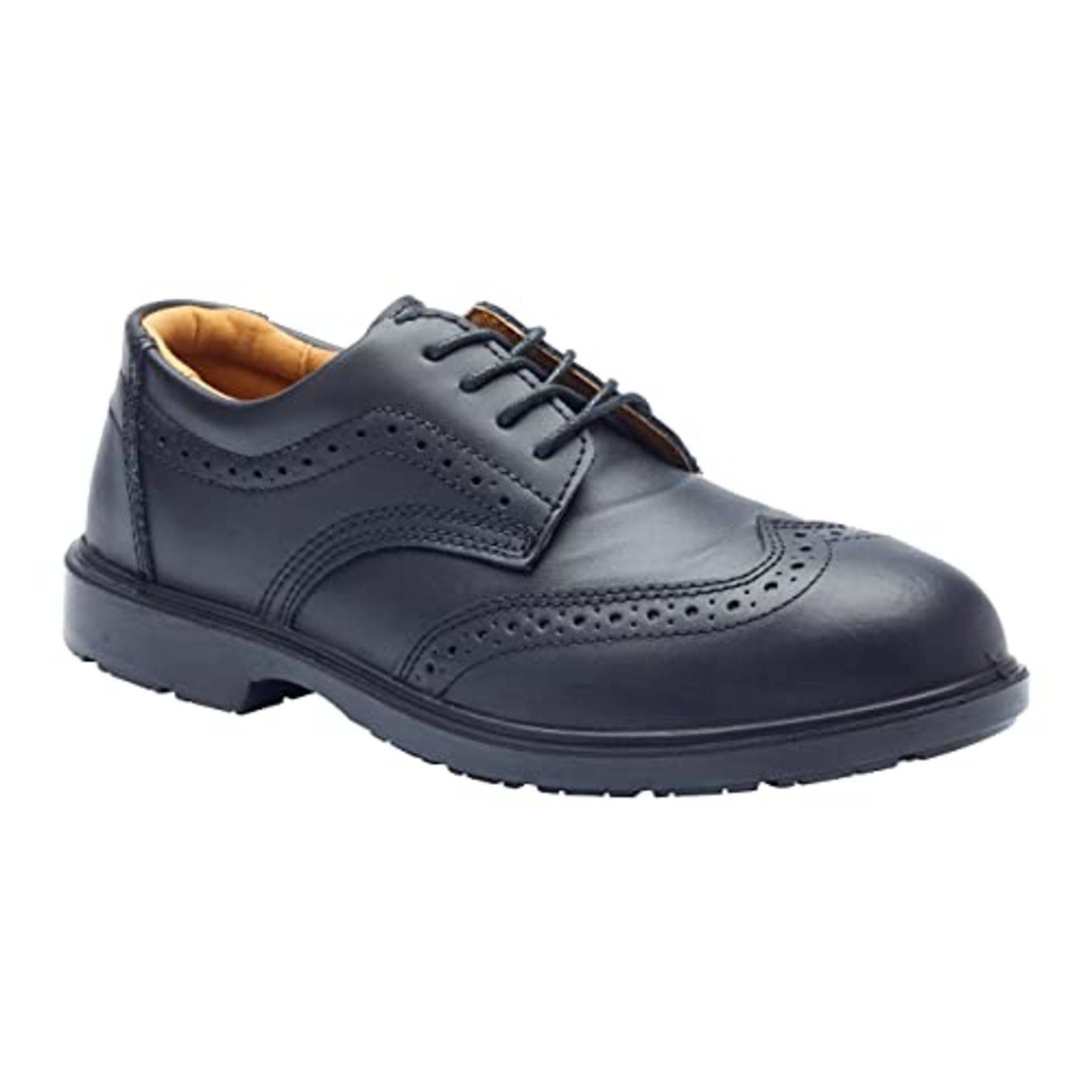 Blackrock Brogue S1-P Lightweight Uniform Safety Shoe, Anti Static Black Leather Safet