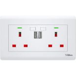 Double Socket, Milfra Alexa Wall Socket 13A with 2 USB Charging Ports Fast Charging Co