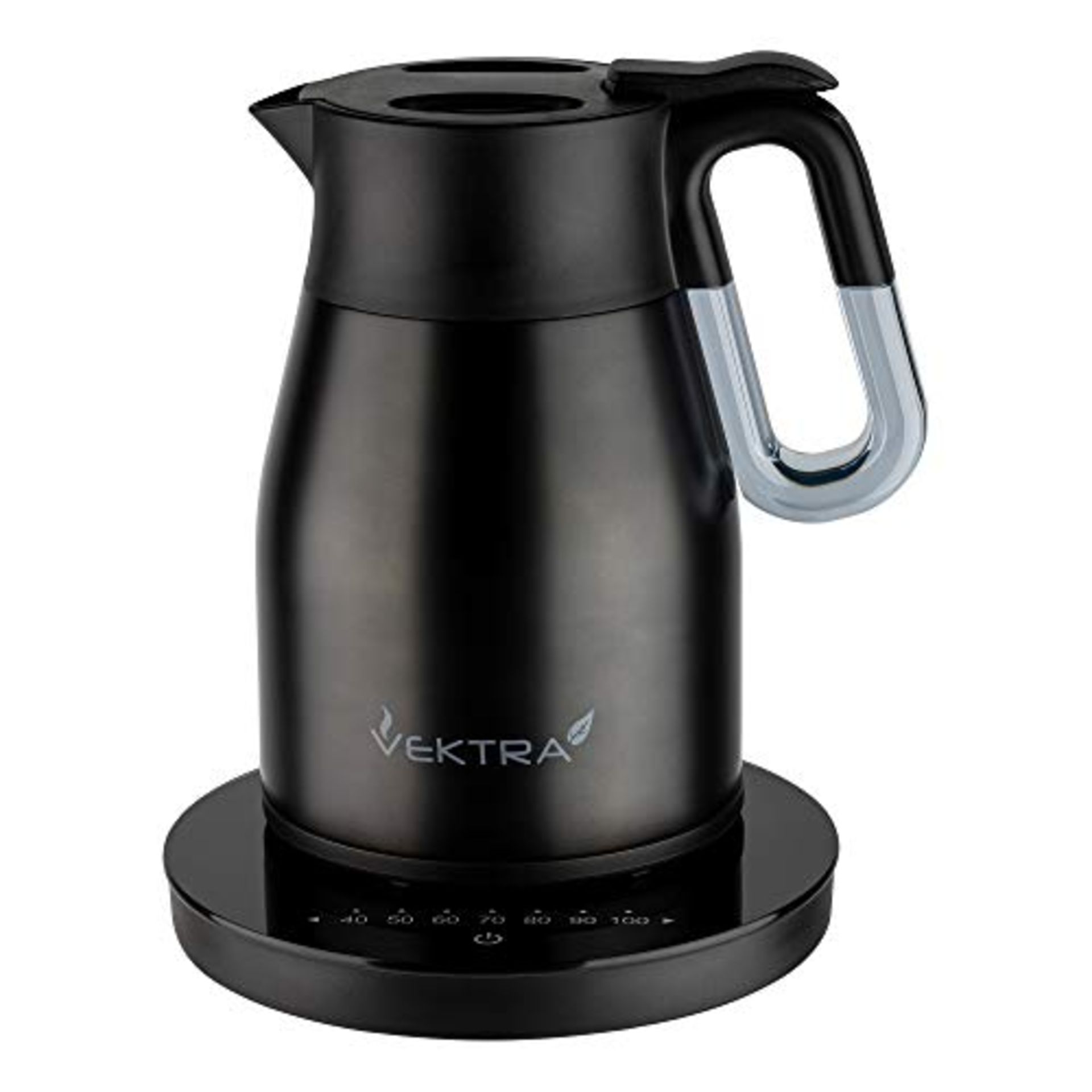 RRP £123.00 Vektra VEK-1504MBK Vacuum Insulated Easy Pour Cordless Kettle with Temperature Selecti