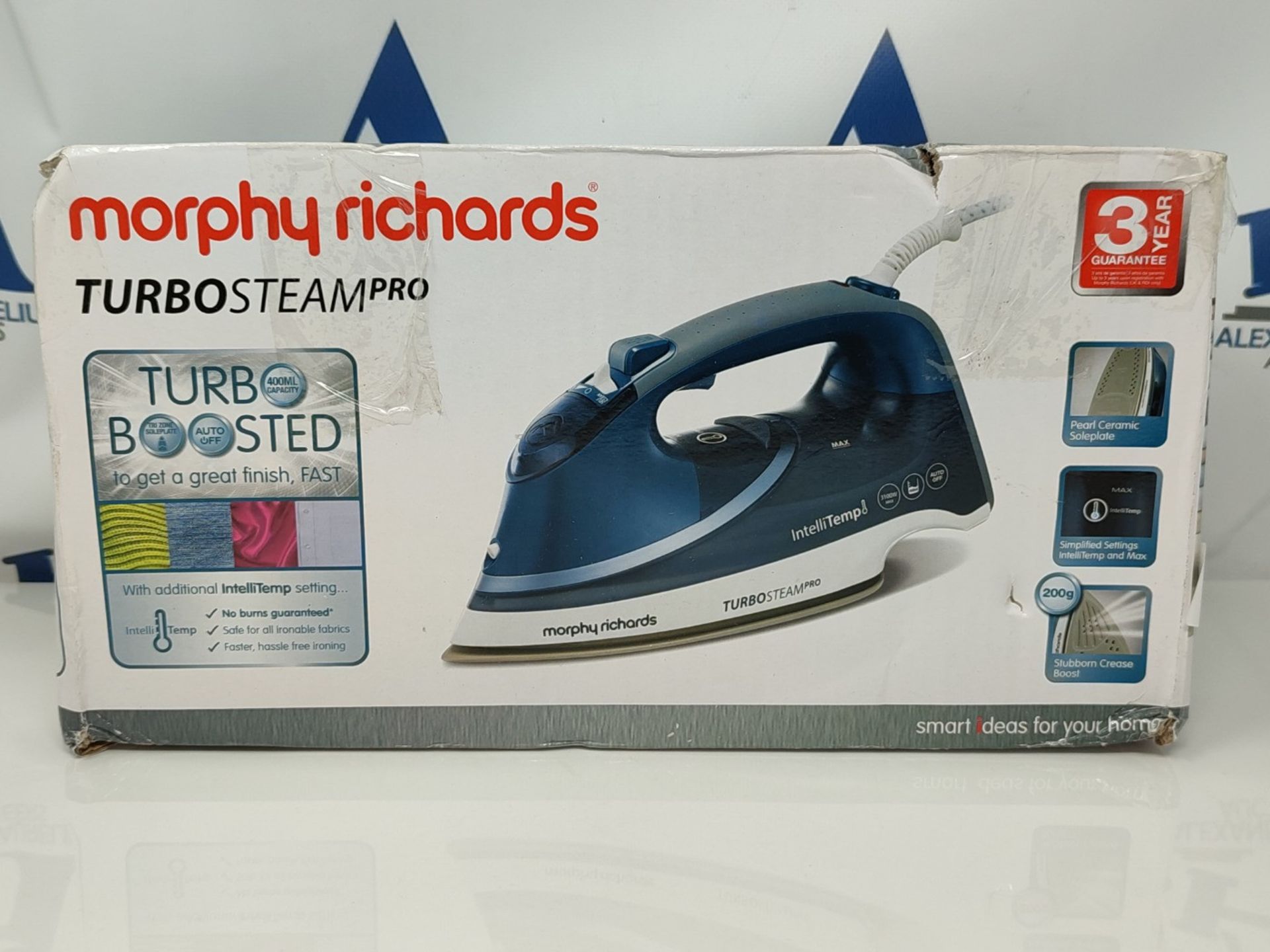 Morphy Richards Steam Iron 303131 Turbosteam Pro with Intellitemp Steam Iron, blue whi - Image 2 of 3