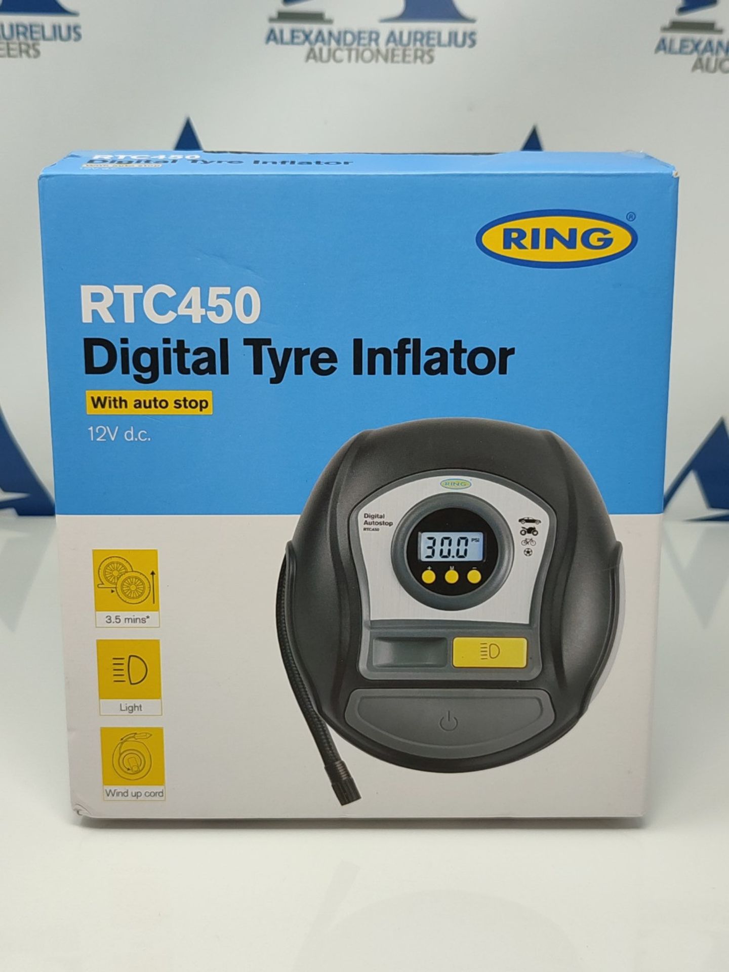 Ring Automotive - RTC450 Digital Tyre Inflator with Auto Stop, Memory, LED Light, Back - Image 5 of 12