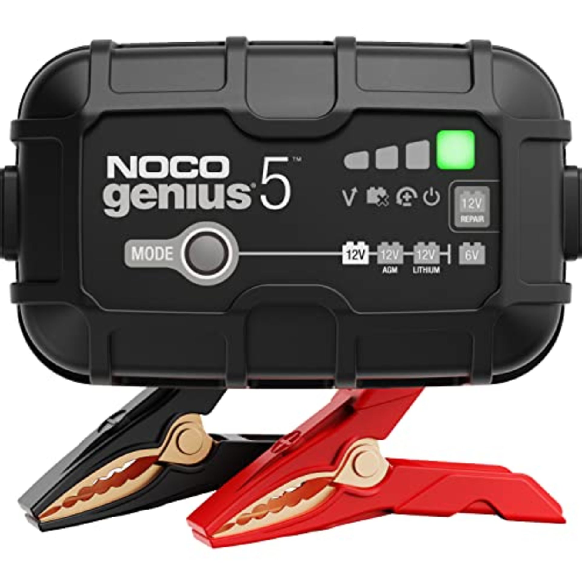 RRP £79.00 NOCO GENIUS5UK, 5A Car Battery Charger, 6V and 12V Portable Smart Charger, Battery Mai - Image 5 of 10