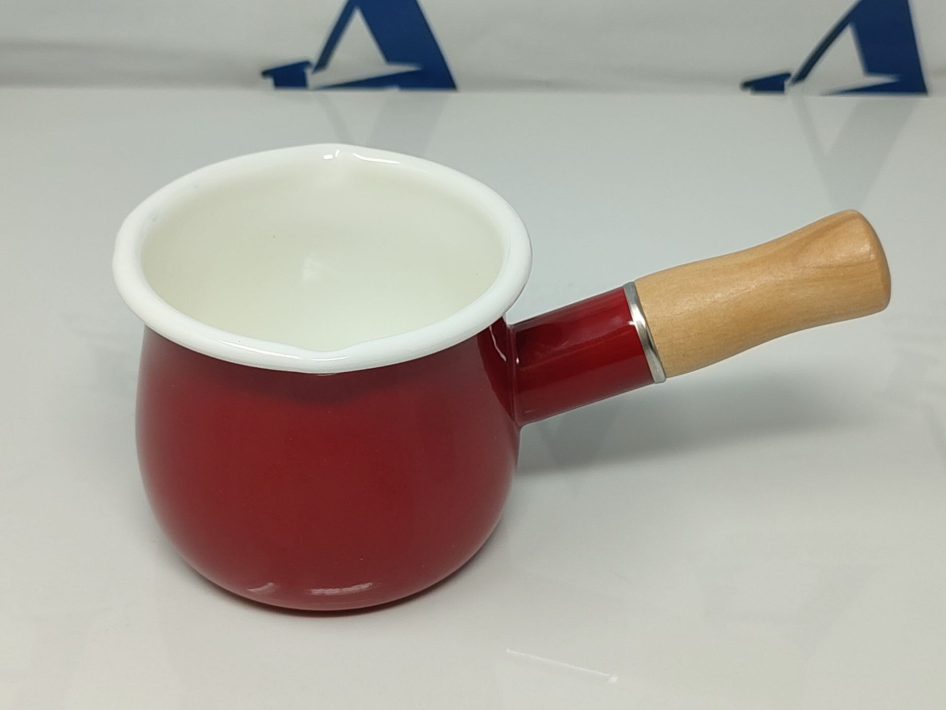 JMAHM Non-Stick Milk Pan Small Milk Pot Tea Coffee Egg Boiling Pot Enamel Wooden Handl