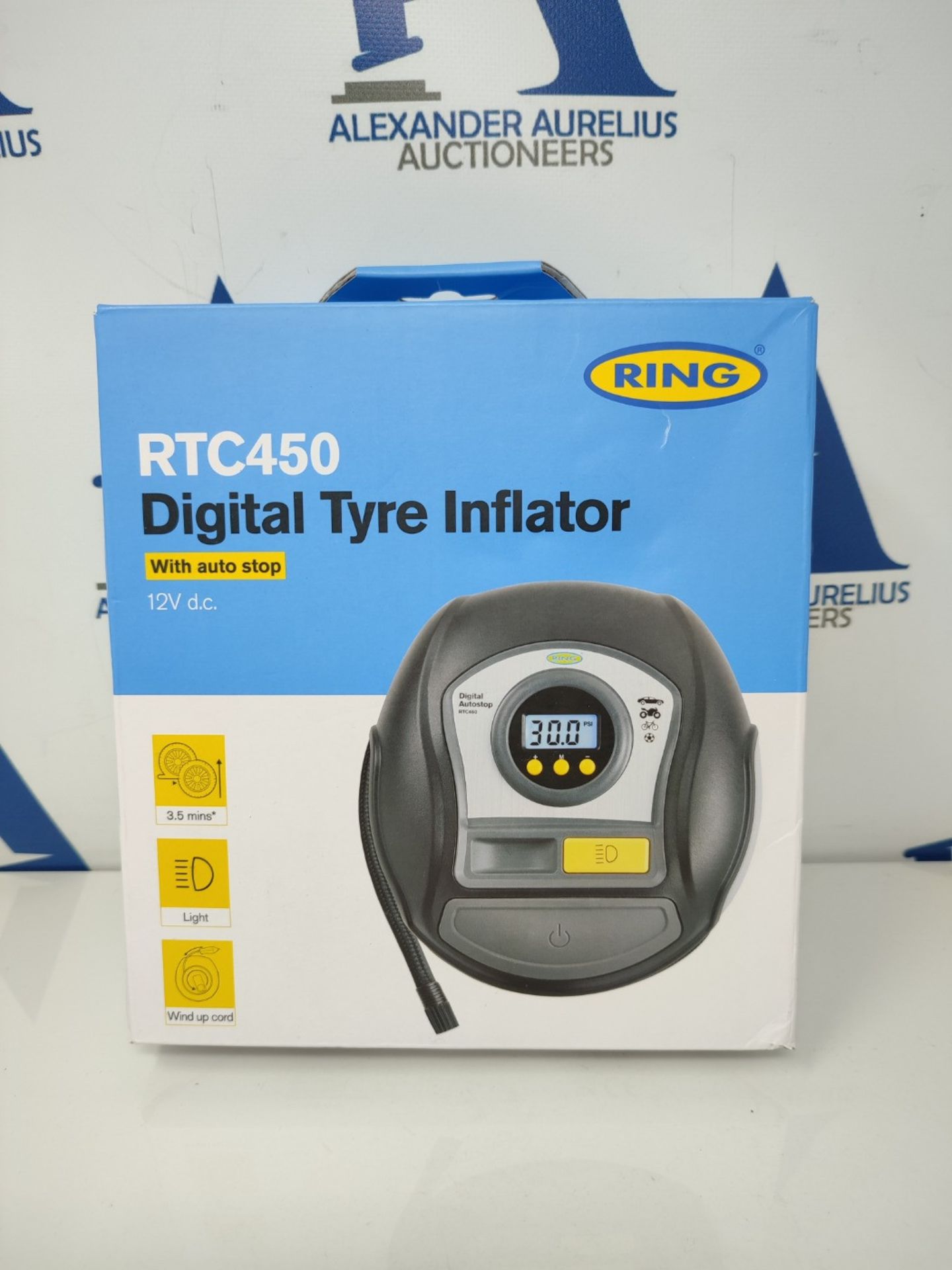 Ring Automotive - RTC450 Digital Tyre Inflator with Auto Stop, Memory, LED Light, Back - Image 11 of 12