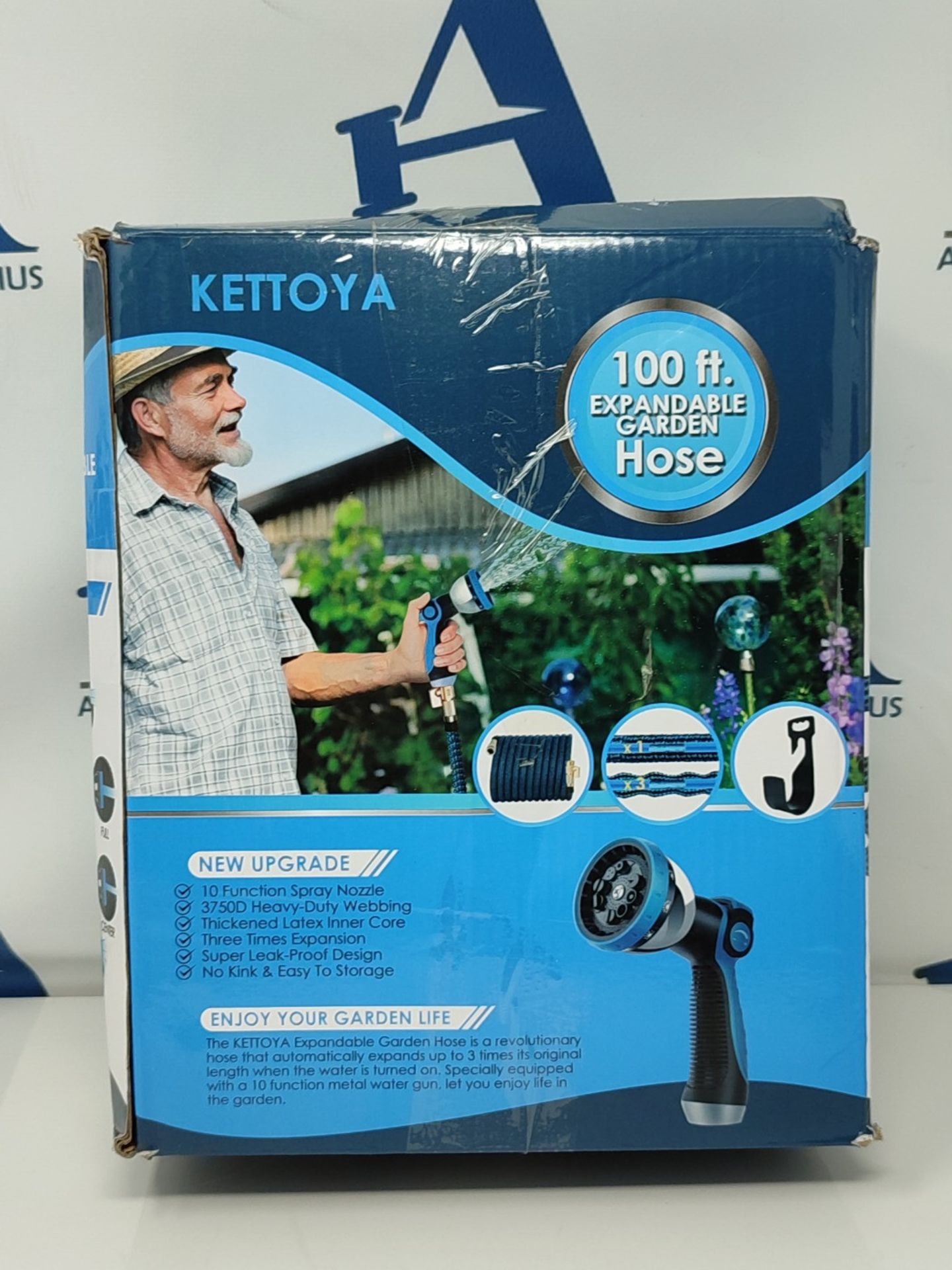 KETTOYA 100FT Expandable Garden Hose, Flexible Water Hose with 10-Pattern Spray Nozzle - Image 9 of 10