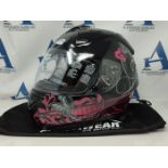 RRP £53.00 Protectwear Motorcycle helmet black purple for women flowers design FS-801-SL Size S