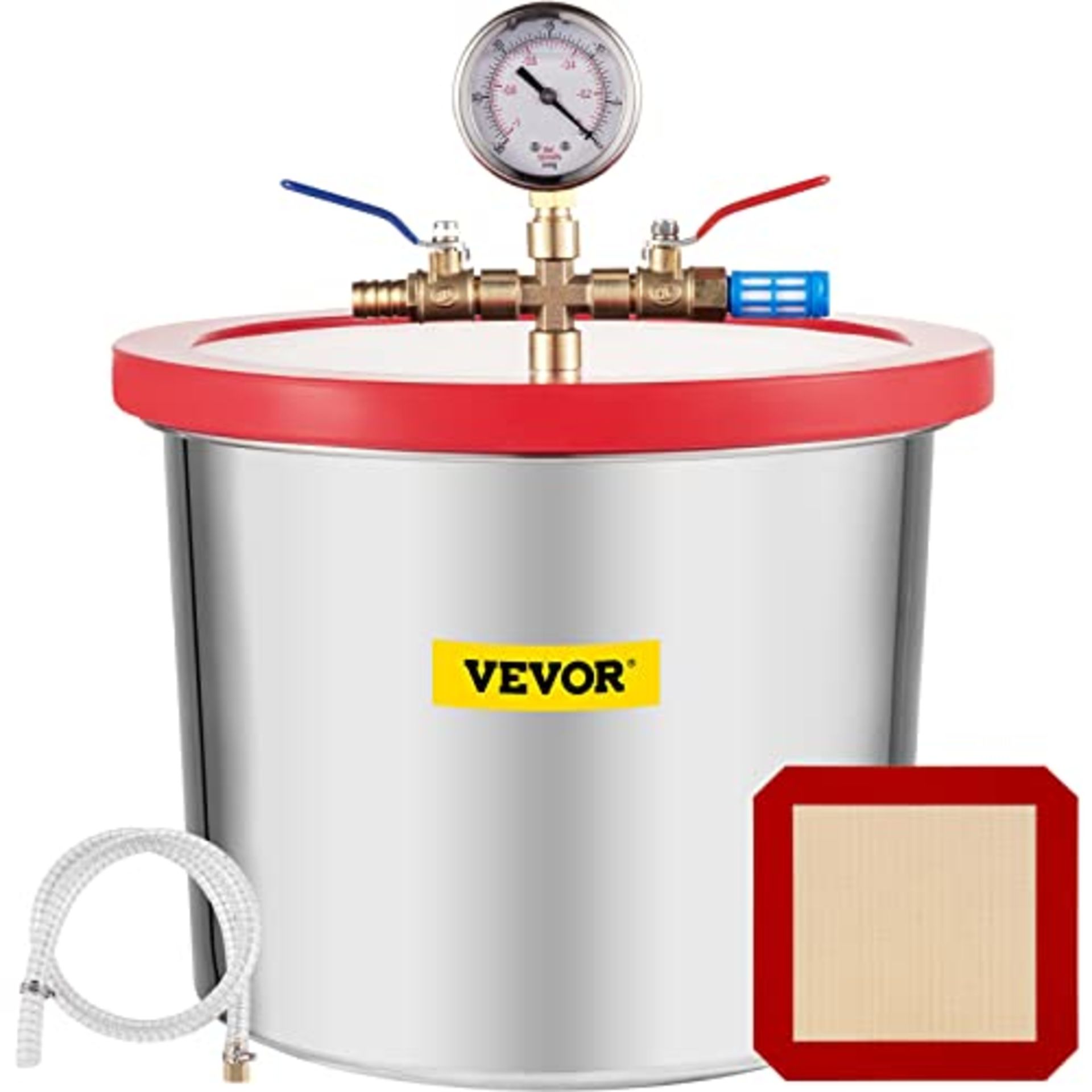 RRP £94.00 [INCOMPLETE] VEVOR 2 Gallon Vacuum Chamber Kit, Stainless Steel Degassing Chamber, 7.5