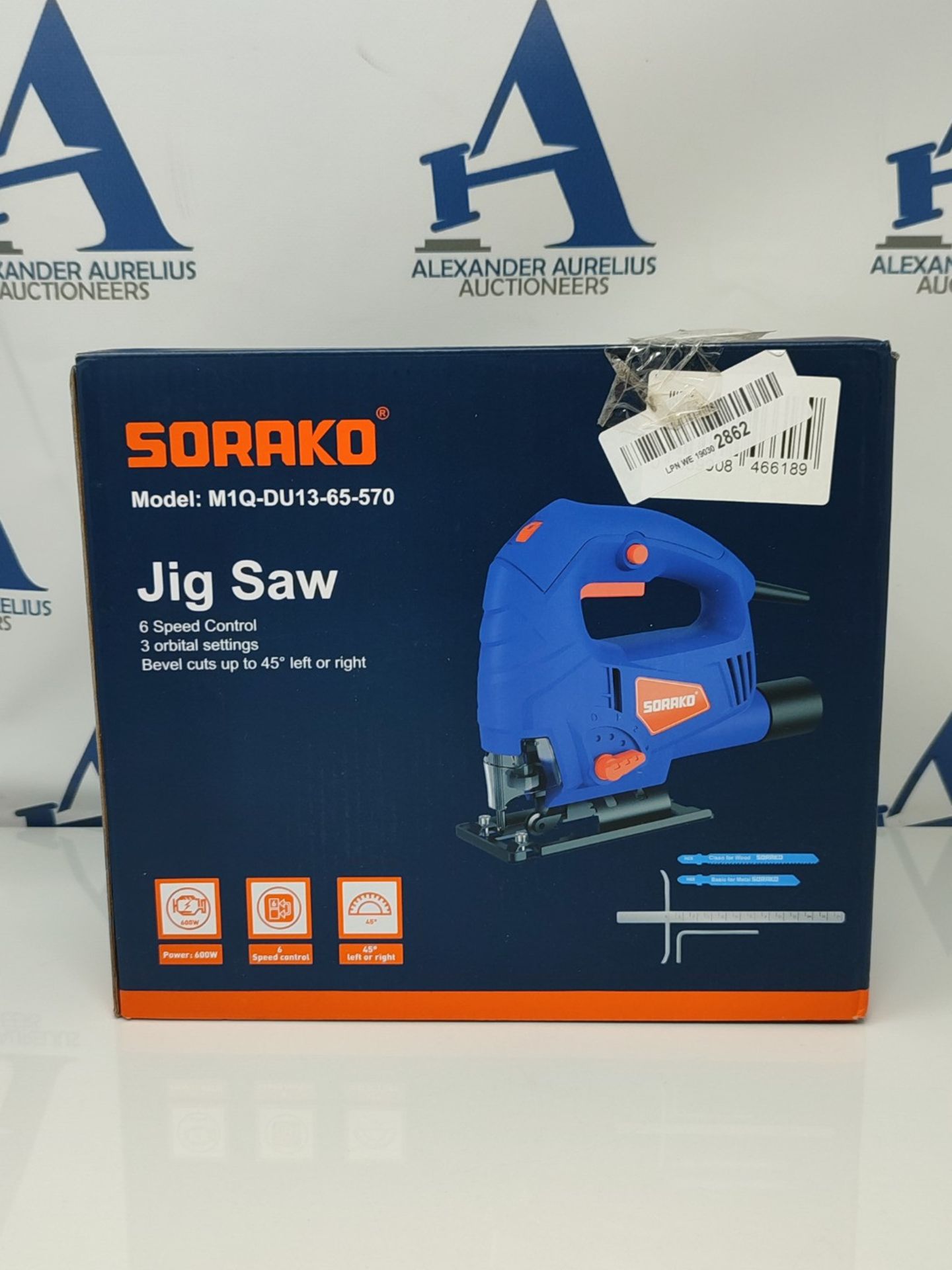 SORAKO Jigsaw, 600W Electric Jigsaw Tool, 800-3000SPM Cutting in Wood 60mm, 6 Variable - Image 2 of 3